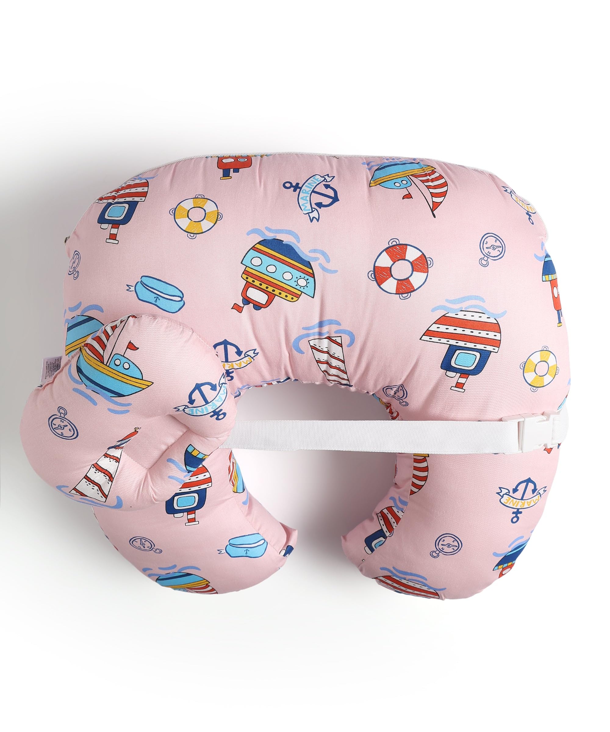 The Mom Store Extra Large Maternity and Nursing Pillow | with Baby Head Support | Trendy Feeding Support Pillow for Breastfeeding | Newborn Essentials | Adjustable Strap | Mini Mariners | 0-9 Months-image-14