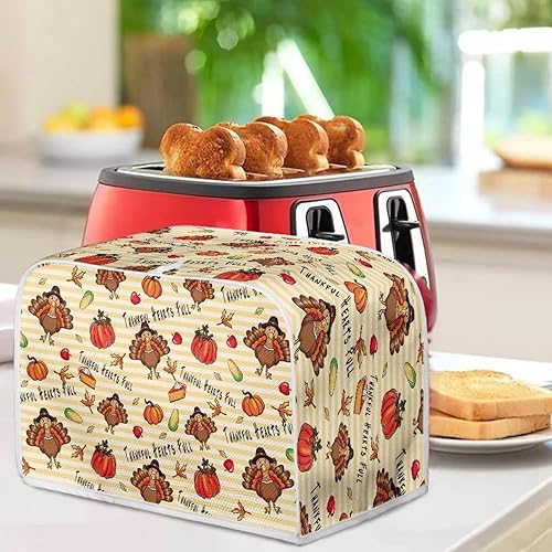 Vista 122 de UNICEU Funda acolchada para tostadora con patrón de café, se adapta a la mayoría de tostadoras estándar de 4 rebanadas patrón de café,Hojas de otoño