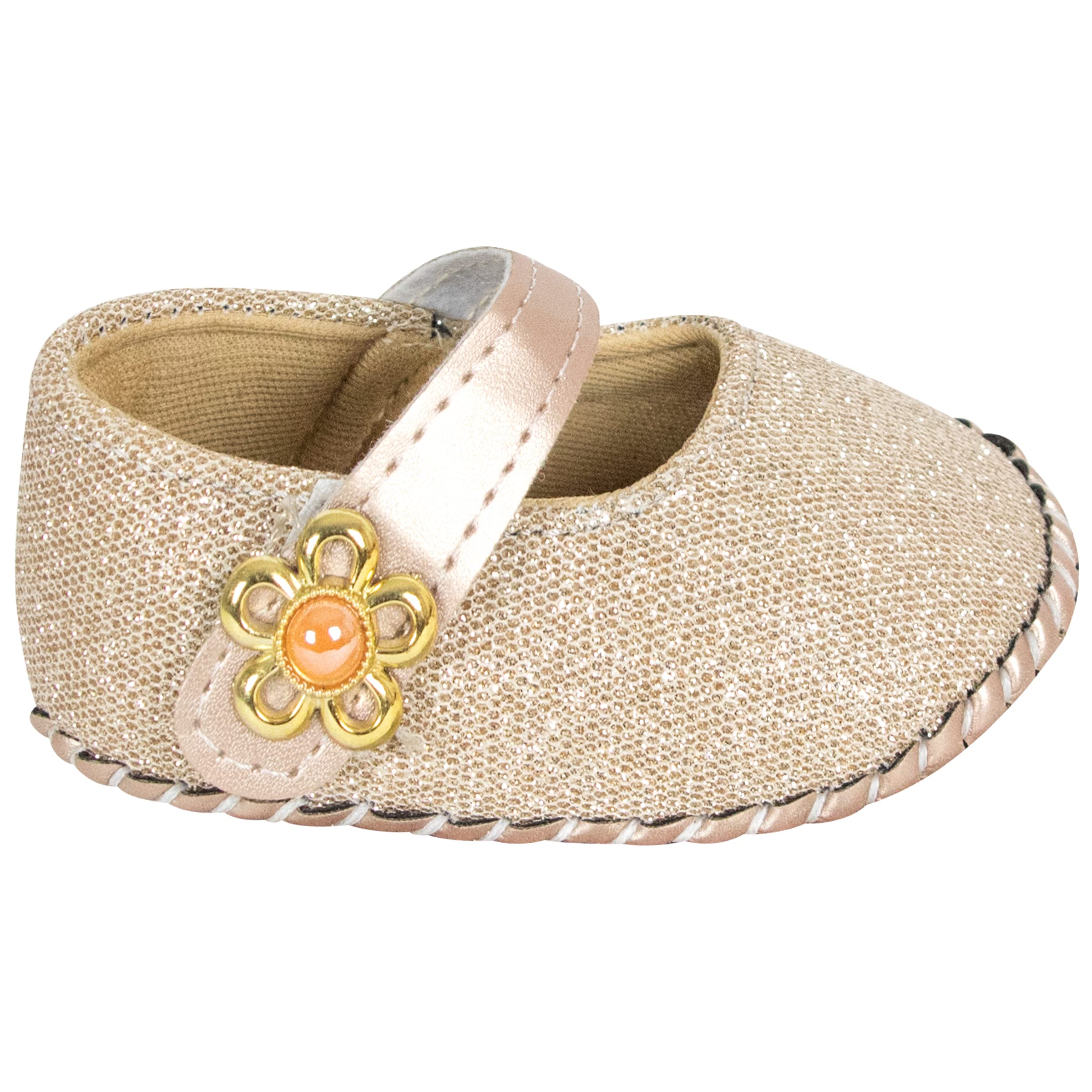 Neska Moda Baby Girls Synthetic Leather Hook & Loop Loafer Booties/Shoes for 6 to 12 Months (Gold)