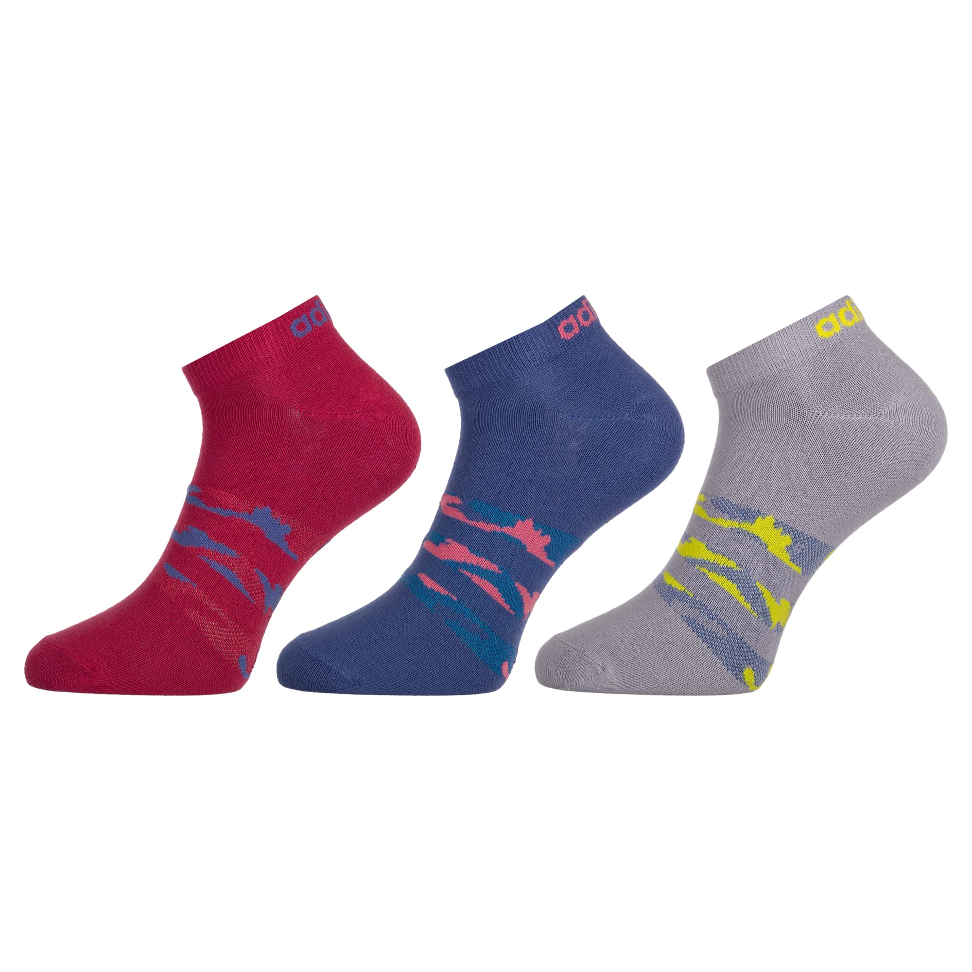 Women's Low Cut Cotton Blend Socks (Pack Of 3) (AD-0592 Wild Pink/Crew Blue/Halo Silver_Multicolor)