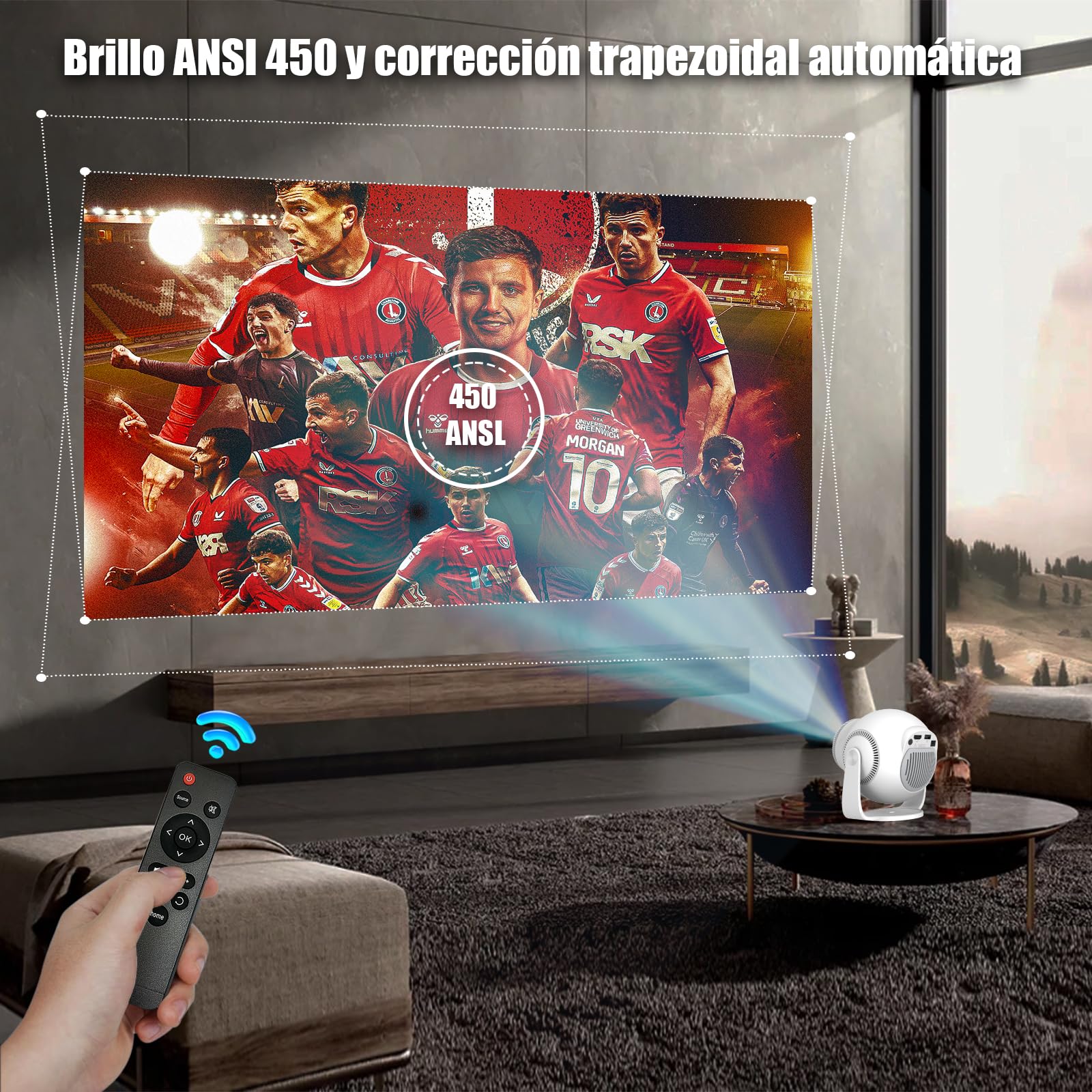 Mini Proyector con 4K & 8K 1080P, Proyector Portátil con Android 14 5G WiFi 6 y Bluetooth 5.4, Rotación de 270°, HDMI/USB/DC, 8 GB de Almacenamiento, Corrección Trapezoidal Horizontal Automática
