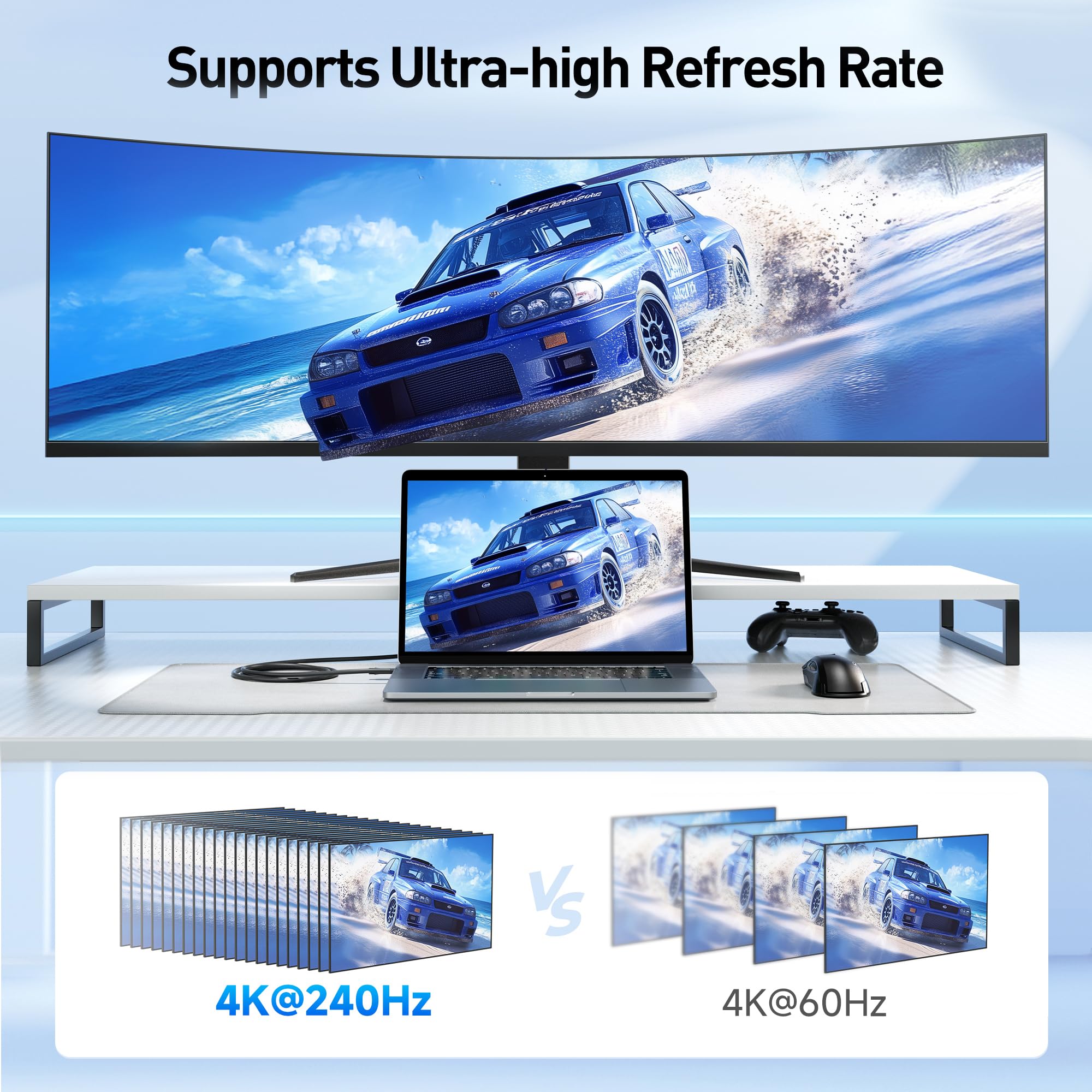 Cable Matters Jednokierunkowy Kabel USB-C do HDMI 2.1 48 Gbps, 1,8 m | 4K@240Hz / 8K@60Hz HDR, do macOS i Windows, bez aktualizacji oprogramowania, Thunderbolt 5 do HDMI 2.1