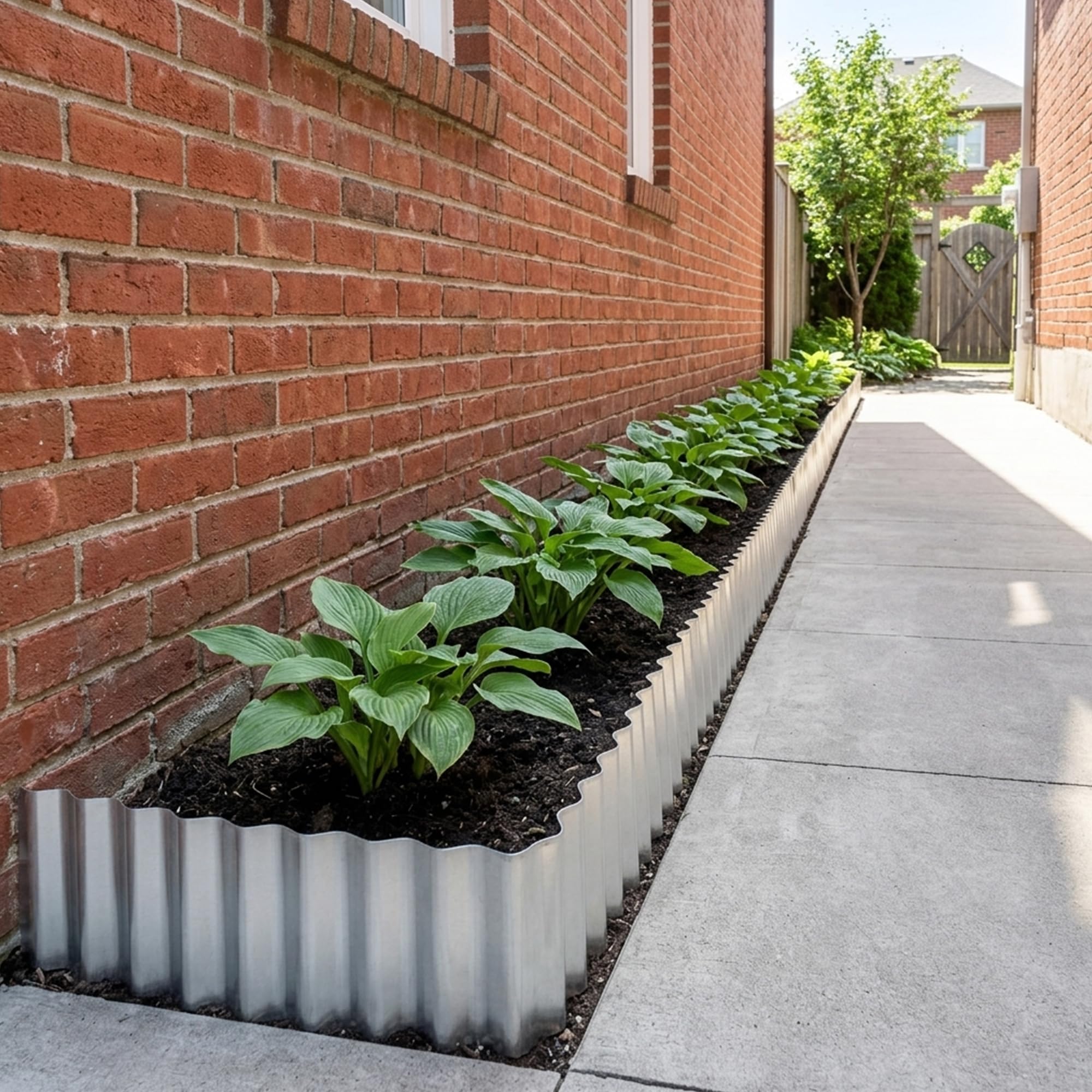 Rotolo di bordura per prato da giardino in metallo zincato da 6 m, bordura per piante, ampia ondulazione, H20,32 cm, perimetrale per aiuole, prati e sentieri fai da te K653E02