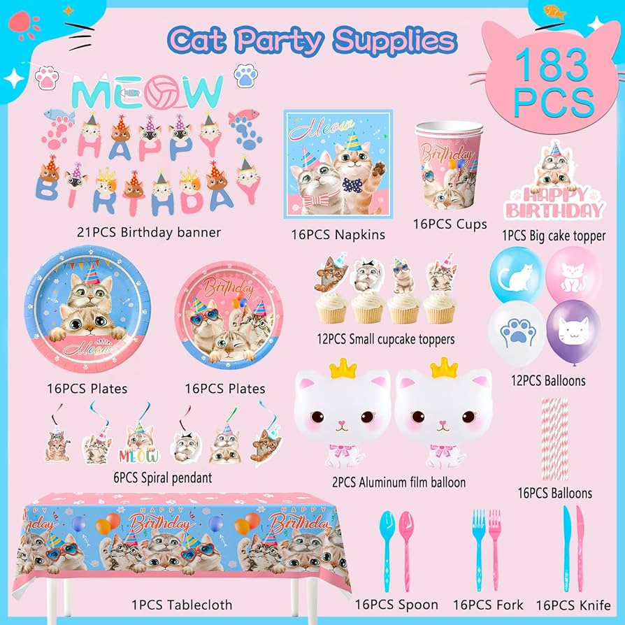 Fournitures De Fête Anniversaire De Chat, Chat Decoration