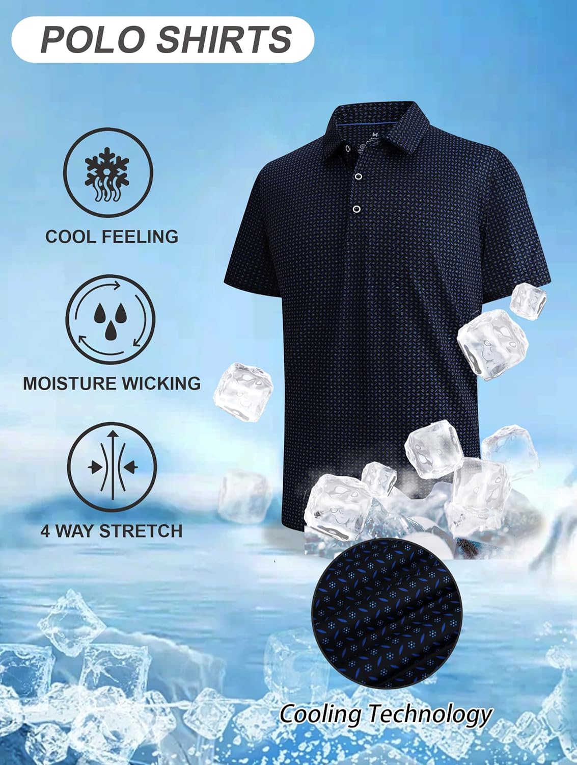 Esabel.C Golf Shirts for Men Dry Fit Performance Short Sleeve Print Moisture Wicking Collared Shirt - Image 4