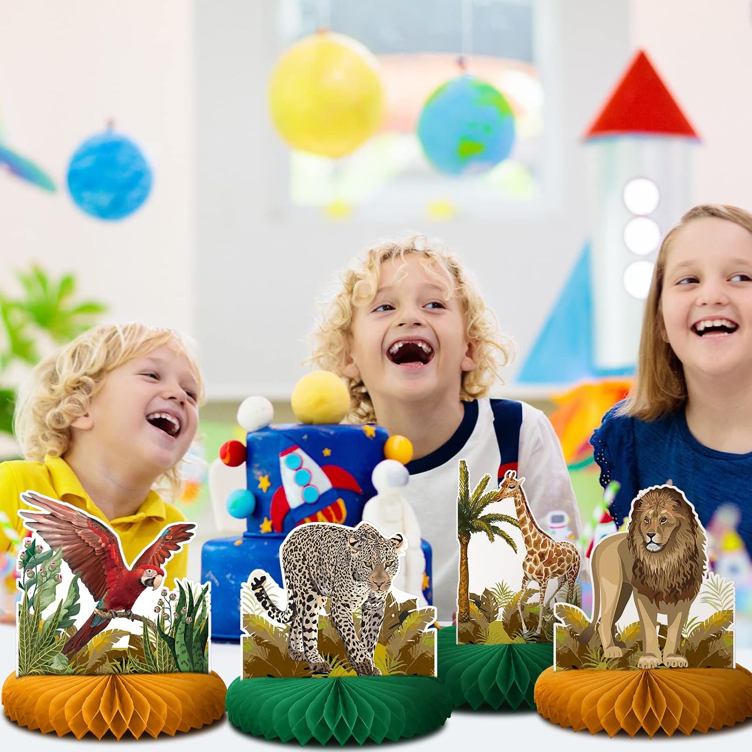 Shappy 9 Pcs African Safari Centerpieces for Tables Baby Shower Decorations Jungle Animals Honeycomb Centerpieces Safari Animal Theme Birthday Decorations for Boys Kids Baby Shower Nursery Party