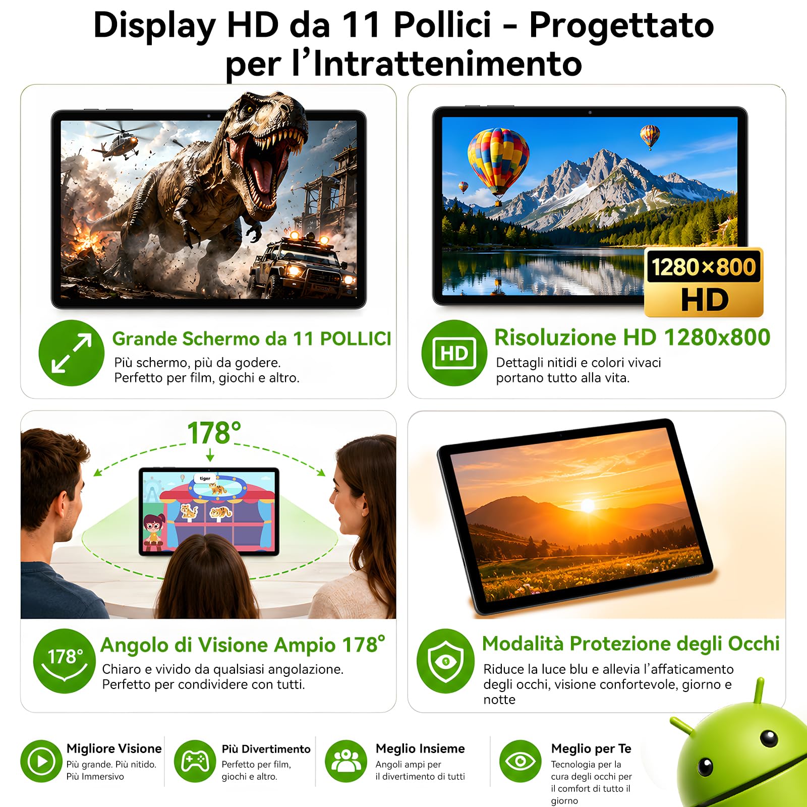 2026 T30 Tablet 11 pollici Android 16 – Android Tablet per Studio & Serie
