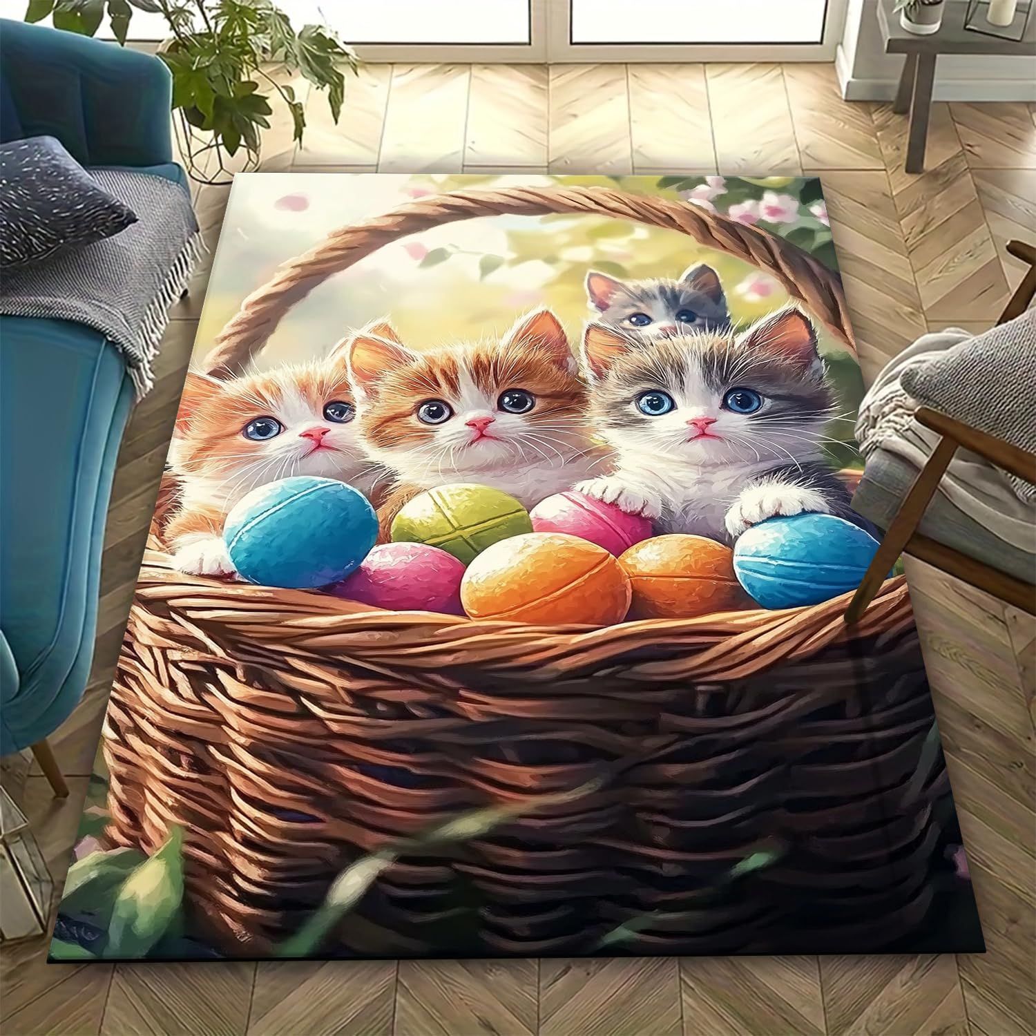 Tapis facile à nettoyer chat 3D antidérapant pour protéger les sols de la chambre