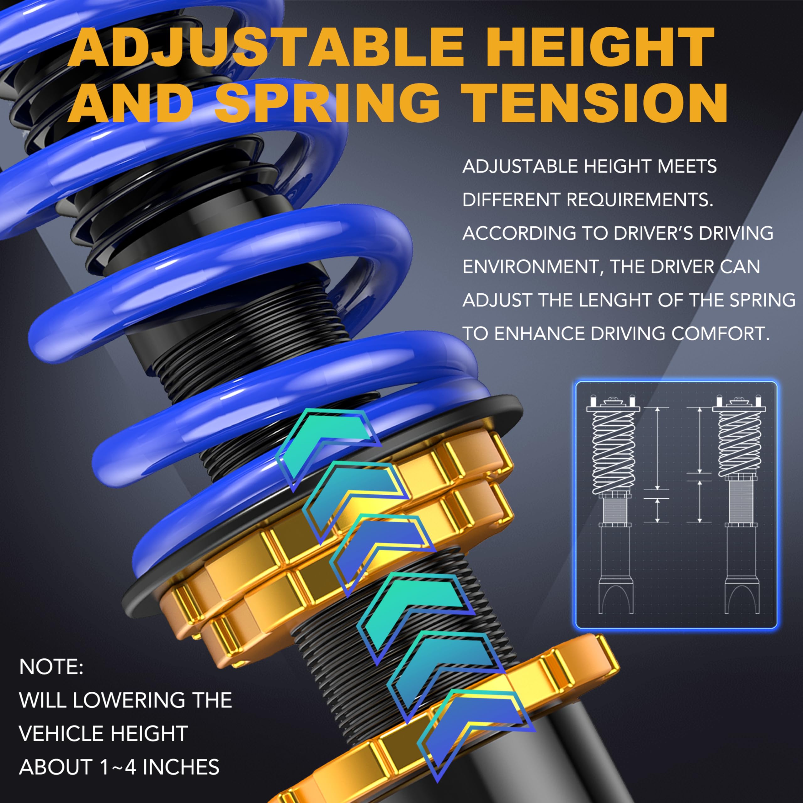 Adjustable Damper Coilover Suspension Kit For Honda Civic Models - View #2