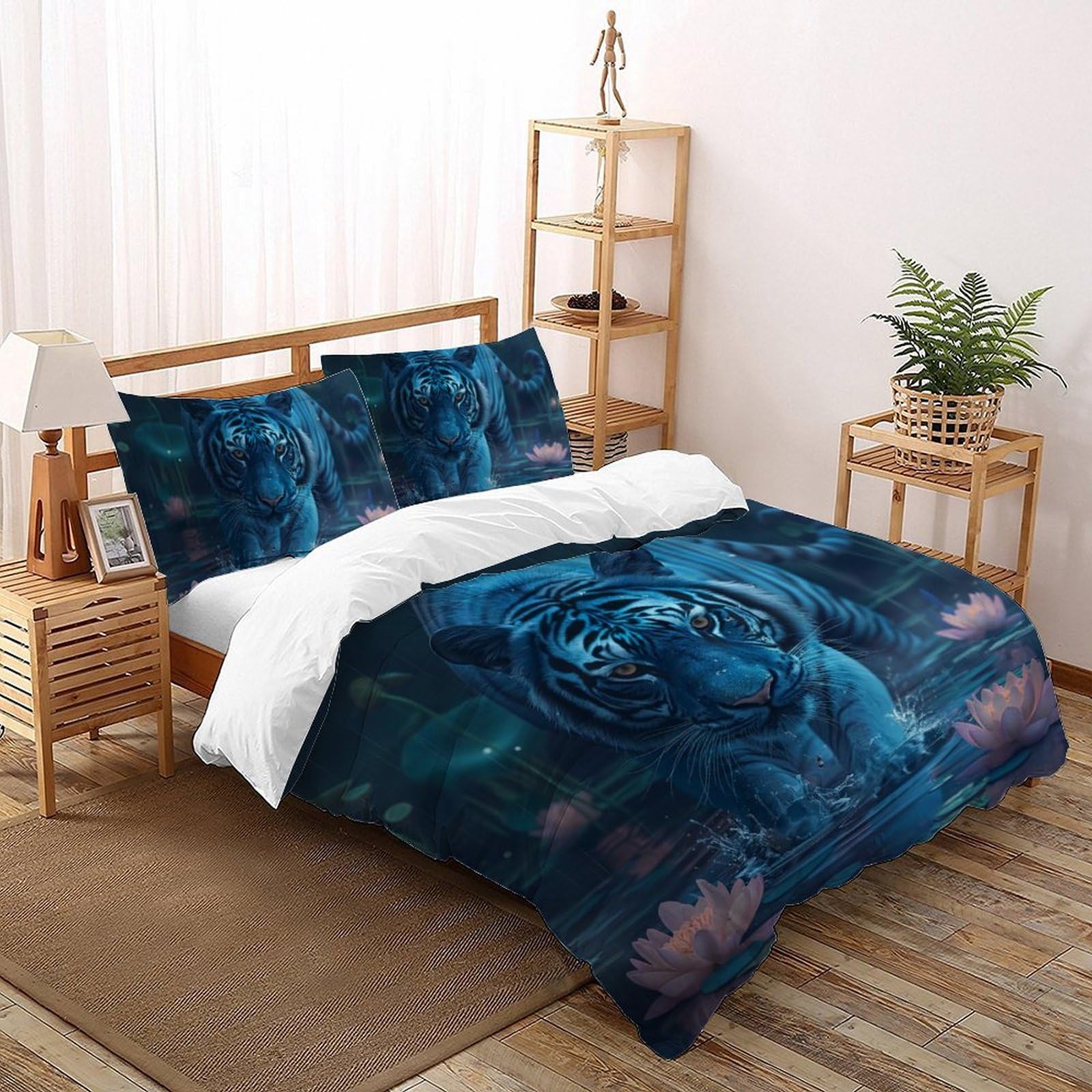 Housse de couette double tigre 3D haute définition 3 pièces