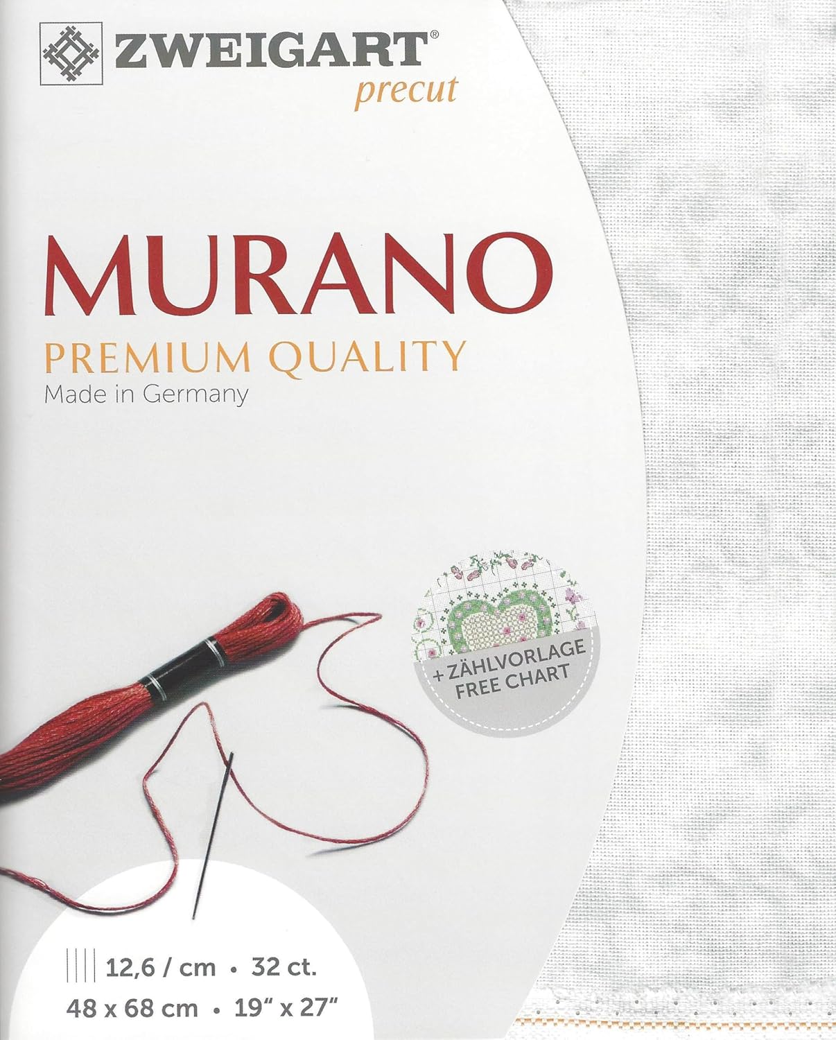 Wizardi Murano 32 Count Soft Cream 3984/99. Needlework Canvas, Cross-Stitch Fabric, Embroidery Cloth, Needlepoint Canvas. 52% Cotton and 48% Viscose. Precut Zweigart