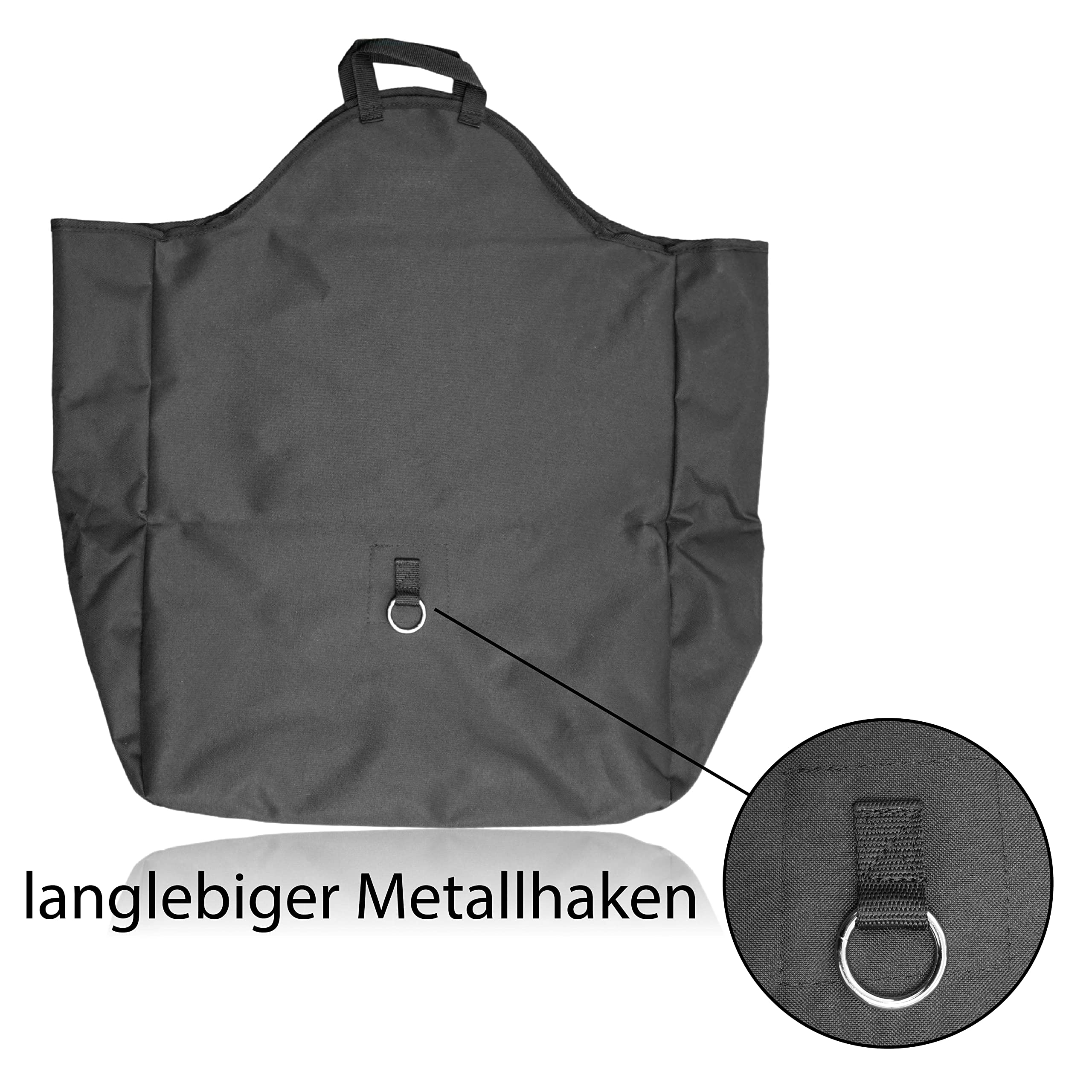 Heusack für Pferde - Heutasche zur Beschäftigung Mit 5 kg Füllgewicht & Maschenweite 5x5cm (1x Schwarz)