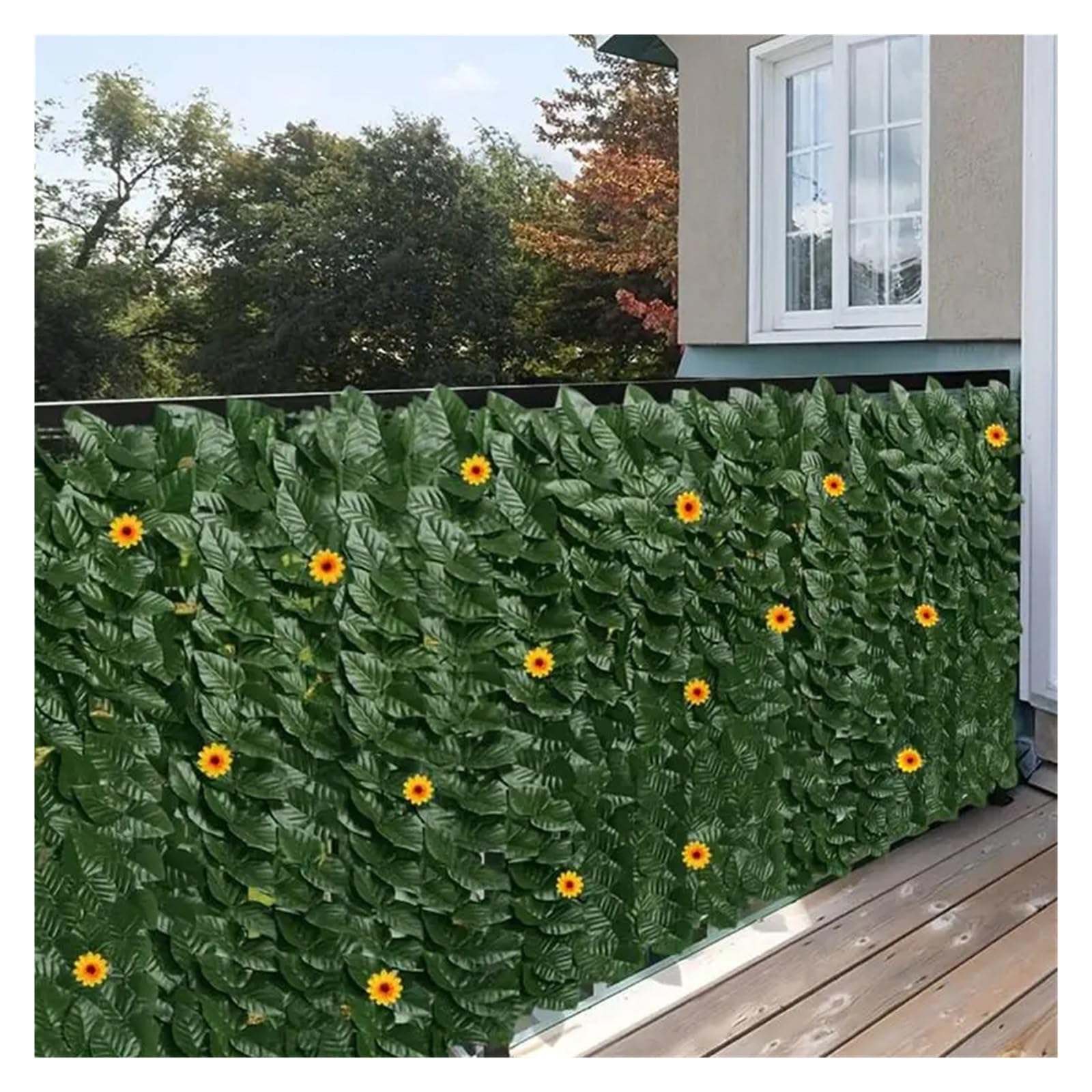 Artificial Leaf Privacy Fence Roll Wall Landscaping Expand Wood Trellis Screen Hedge for Outdoor Garden Backyard Balcony(0.5x3.0M)