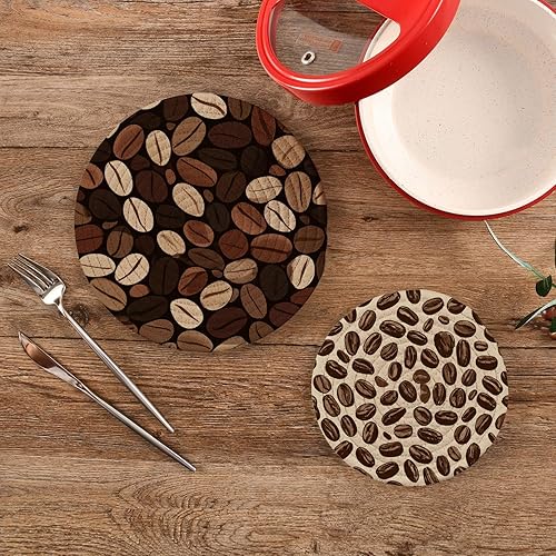 Miniatura 290 de Trivets for Hot Dishes Pots and Pans 2 PC Pot Holders Heat Resistant Cotton Round Potholders for Kitchen Countertop Decorative Autumn Maple Leaves