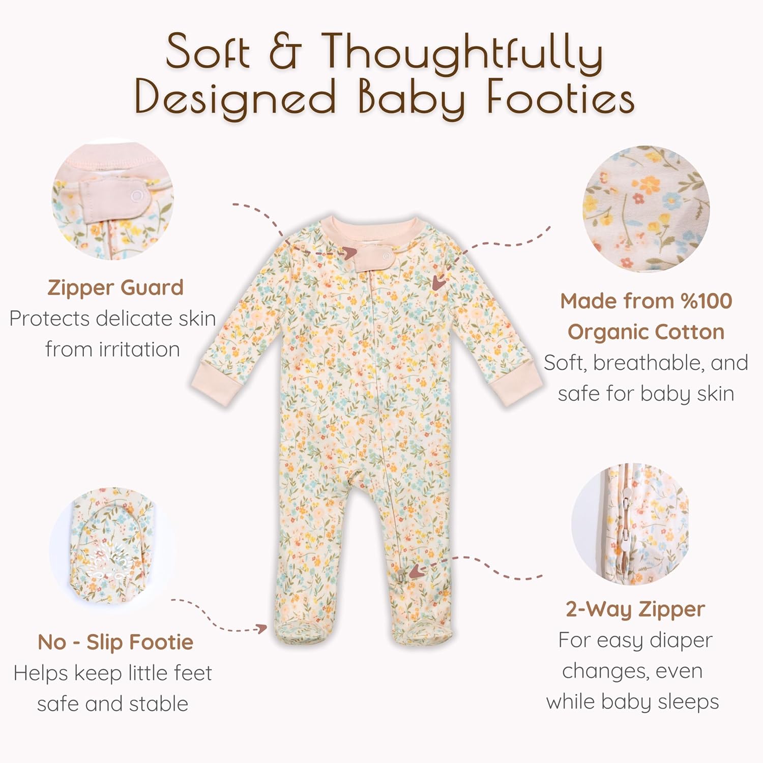 2 Pack Pajamas, Double Zipper Footies, Cotton Baby Pajamas, Baby Sleepers Baby Essentials - Image 2