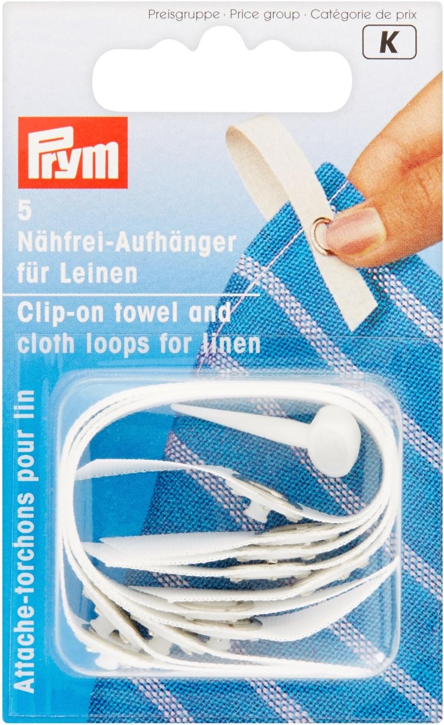 Prym PRYM_401206-1 Clip-On Towel and Cloth Loops for Linen White
