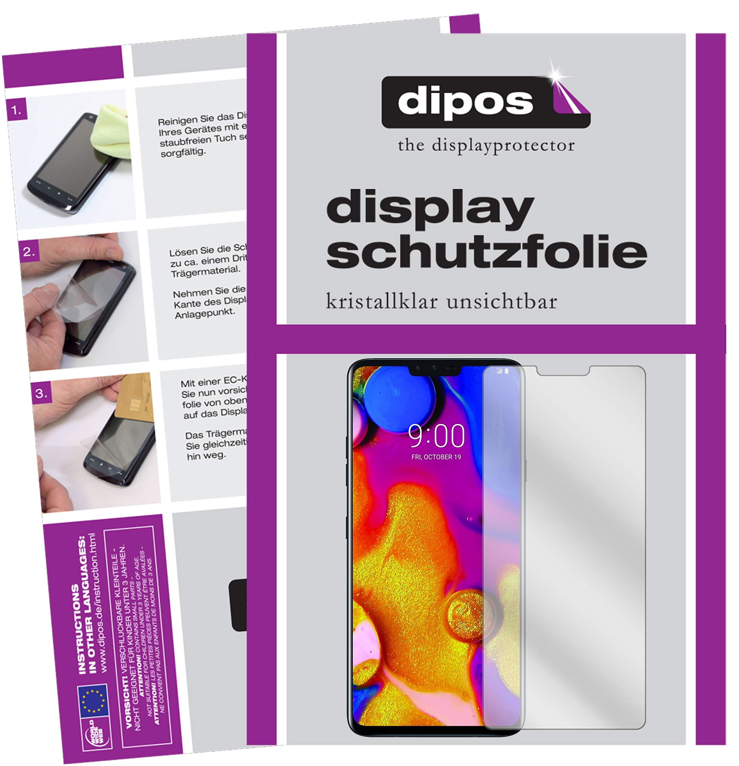 Dipos 6x Pellicola Protettiva Per LG V60 ThinQ 5G – Crystal Clear, Taglio Laser, Made In Germany, Anti Graffio