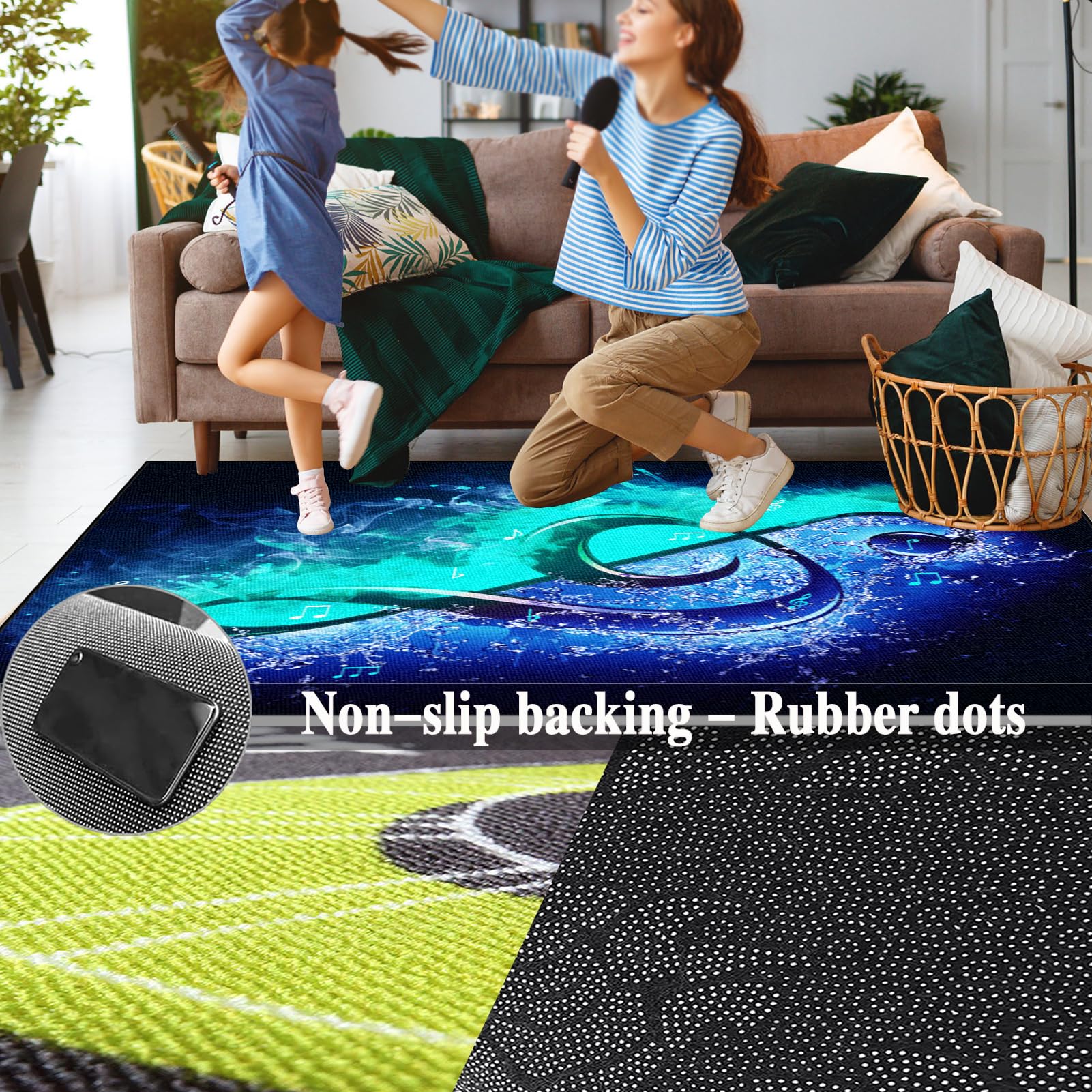 Tappeto Drum, Tappeto Batteria, Tappetino Antiscivolo Insonorizzato, Tappeto a Tamburo, Tappetino per Batteria Elettronica, Drum Carpet per Batteria Elettronica Grancassa Rullante 120 x 100 cm