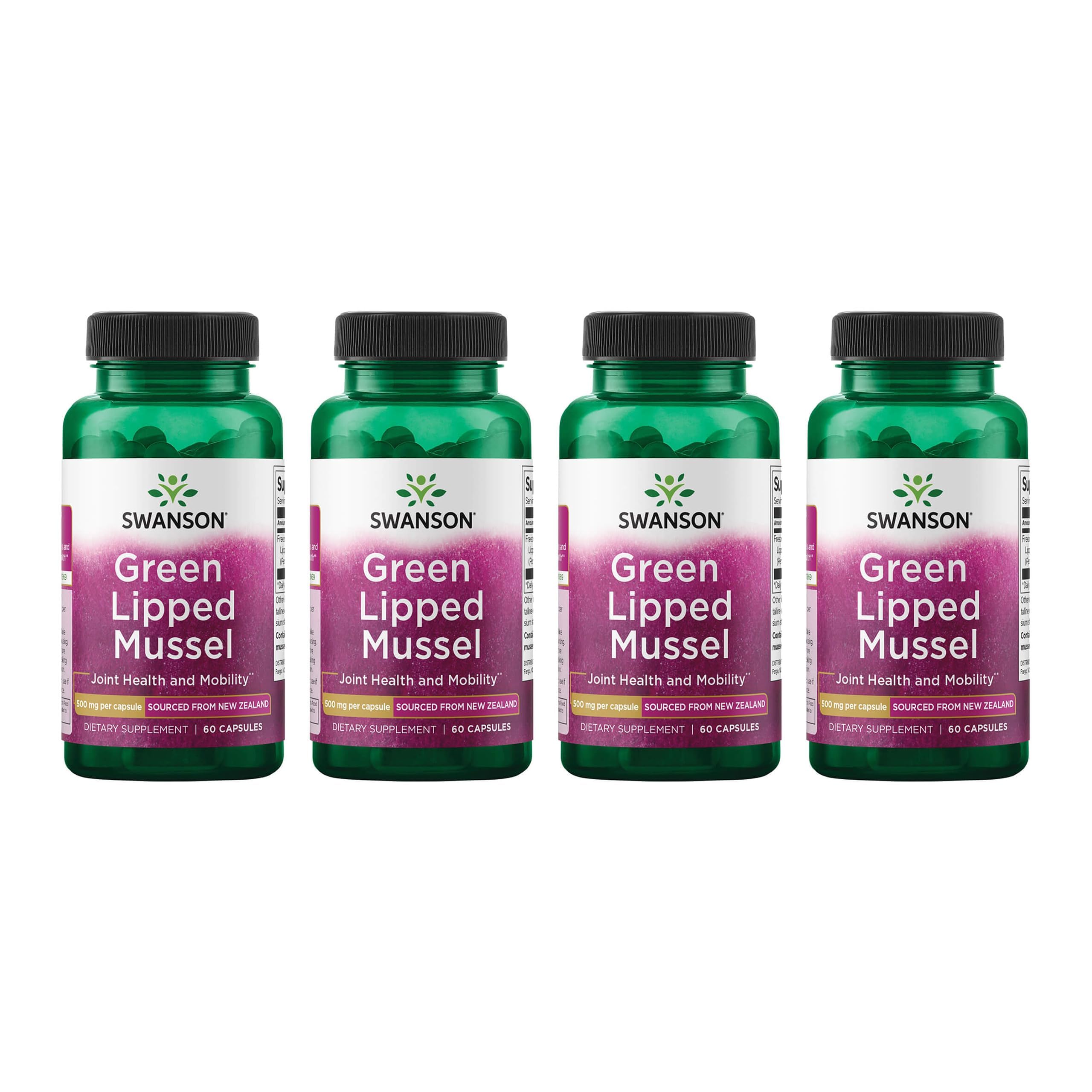 Swanson Green Lipped Mussel (Freeze-Dried) (60 Capsules, 4 Pack) 60 Count (Pack of 4)