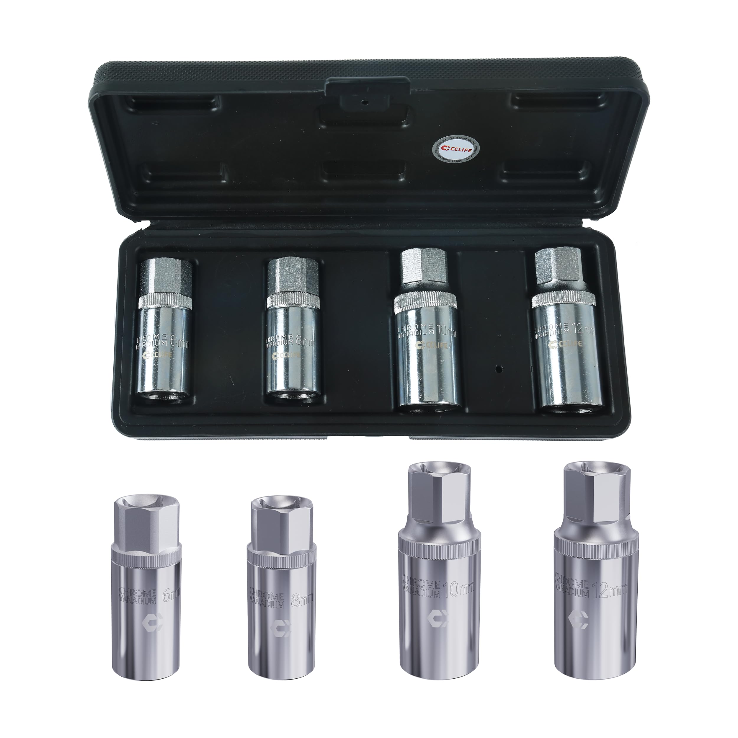 CCLIFE Juego de extractores de pernos de 1/2 pulgadas para pernos fijos y dañados – Llave de vaso de acero al cromo vanadio para taller de automóviles y bricolaje