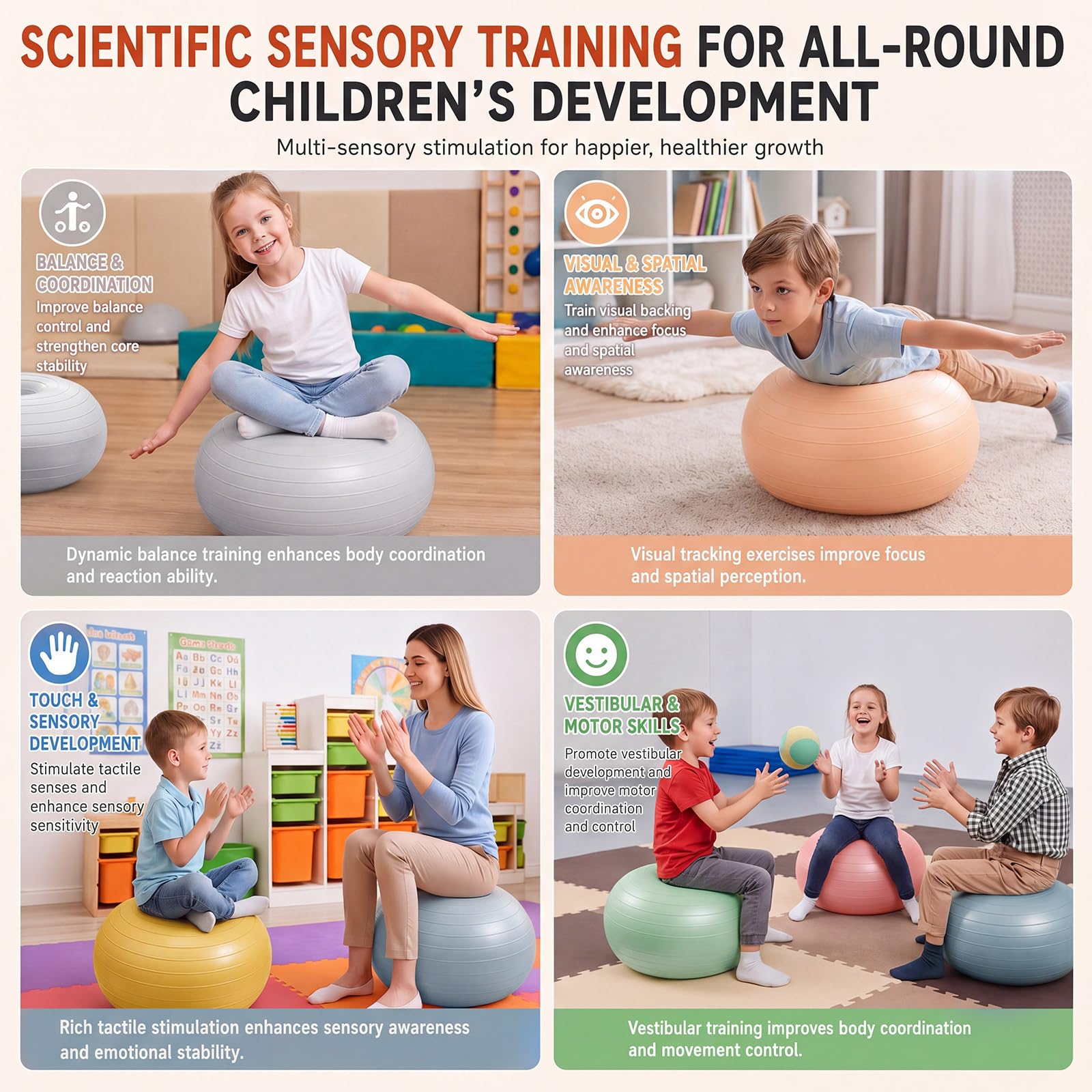 Lewtemi Flexible Sitzgelegenheiten für Klassenzimmer, elementar, aufgeblasen, Wackelstuhl für sensorische Kinder, 50,8 cm, Yoga-Ballstühle, große Donut-Ballsitze mit Inflator für Klassenzimmer, Büro