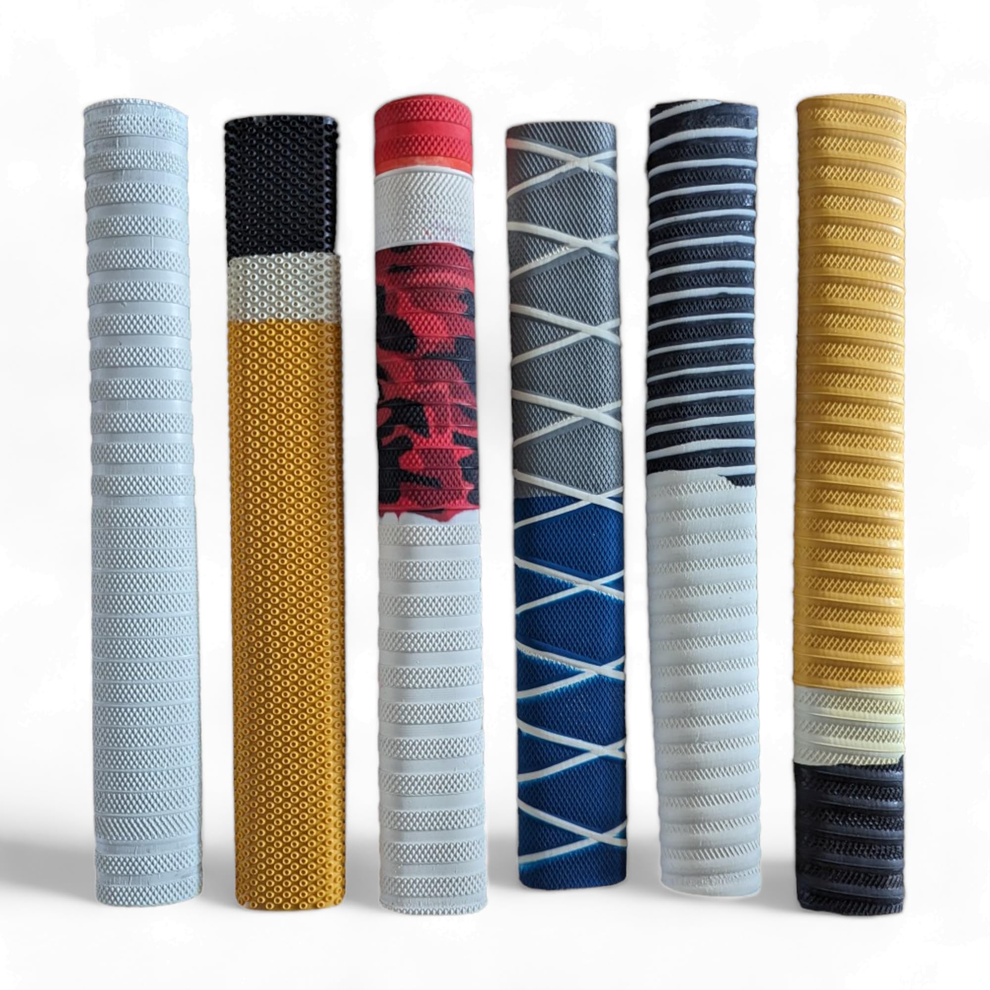 Cricket Bat Grip Replacement Rubber Handle Assorted Styles Colour Pack Of 6