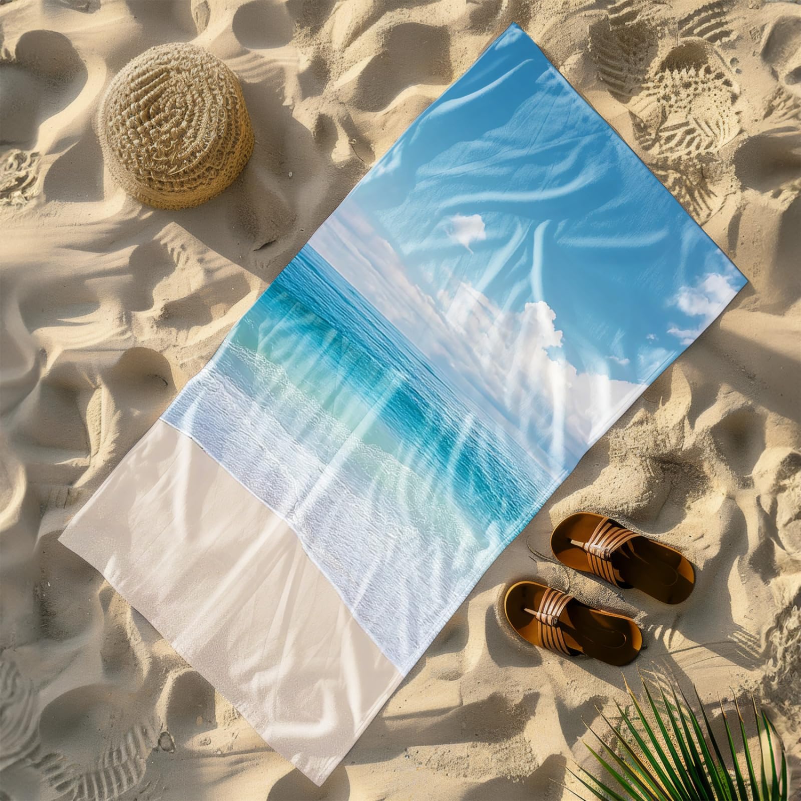 Genérico Toalla Playa 90X180 Playa del Cielo Azul Grande Toallas de Playa Microfibra Ligera Secado Rápido Sin Arena para Mujer Hombre Viajes Vacaciones Natación Camping