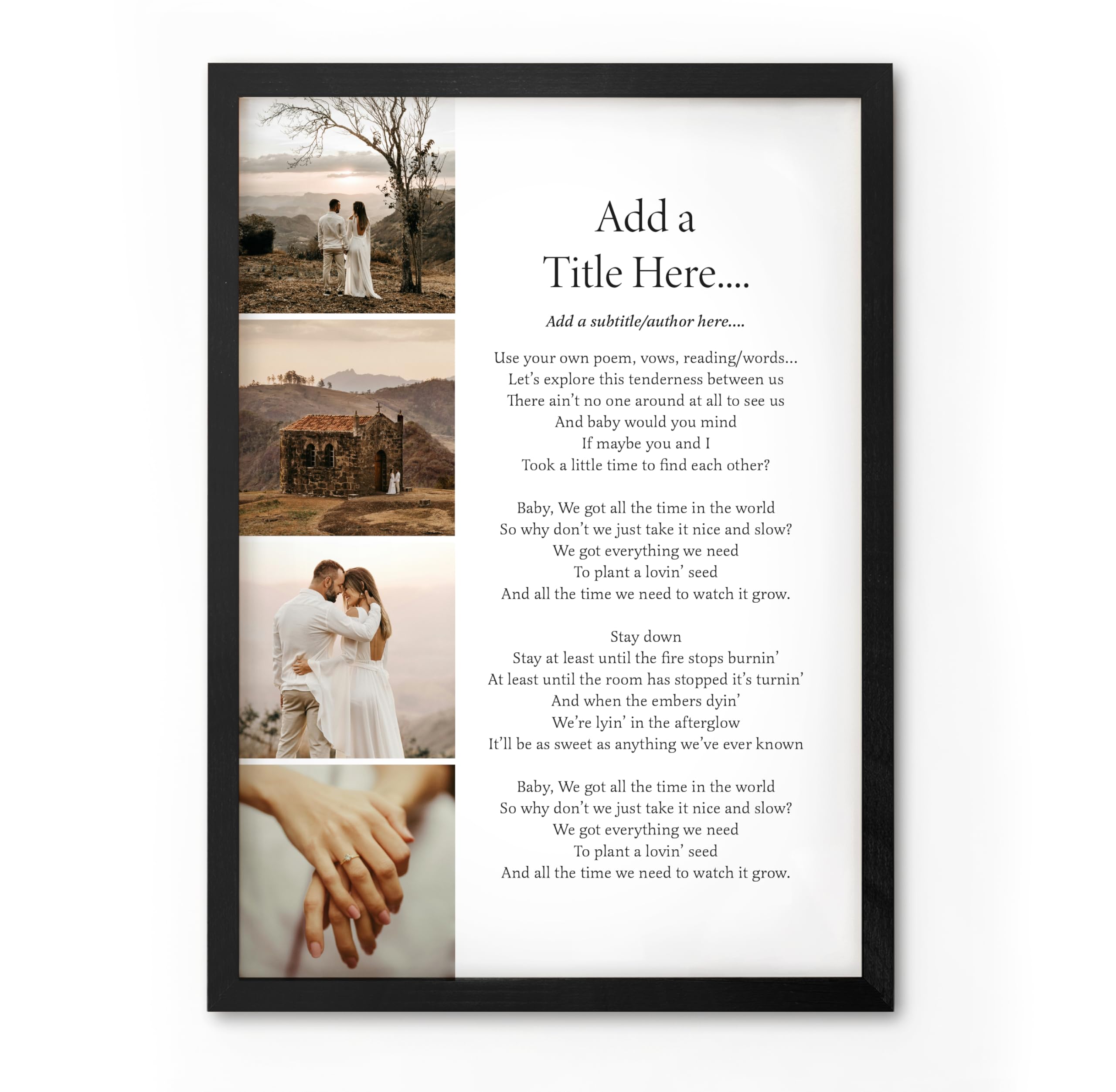 Personalised Four Photo Poem Print A4 – Custom Picture and Words Gift with Optional Framing. Unique Keepsake for Birthday, Anniversary, Wedding, Valentine’s, Mother’s Day, Father’s Day,