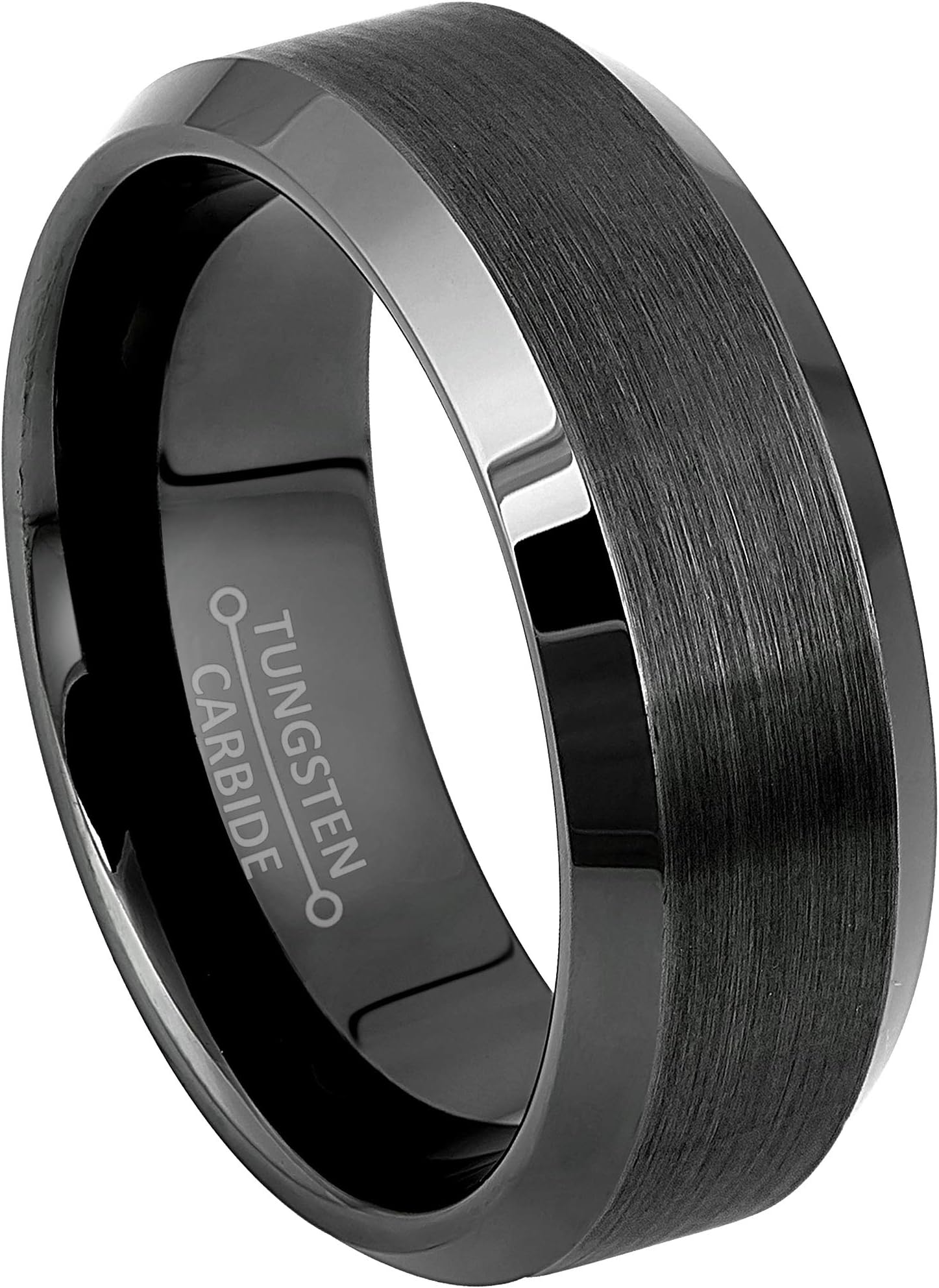 Jewelry Avalanche Gunmetal Tungsten Carbide Wedding Band - Brushed Beveled Tungsten RIng - Comfort Fit Tungsten Anniversary Band