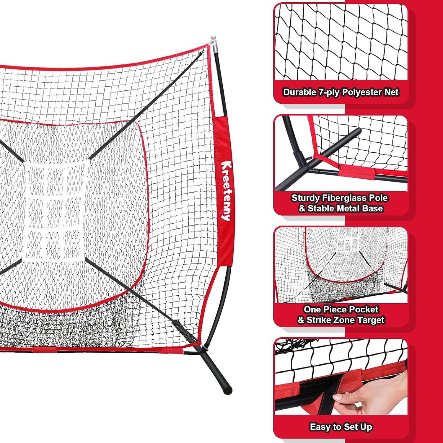 Filet D'entraînement De Baseball/softball 7'x7' Ou 5'x5' - Avec Sac De Transport, Idéal Pour La Pratique Seul