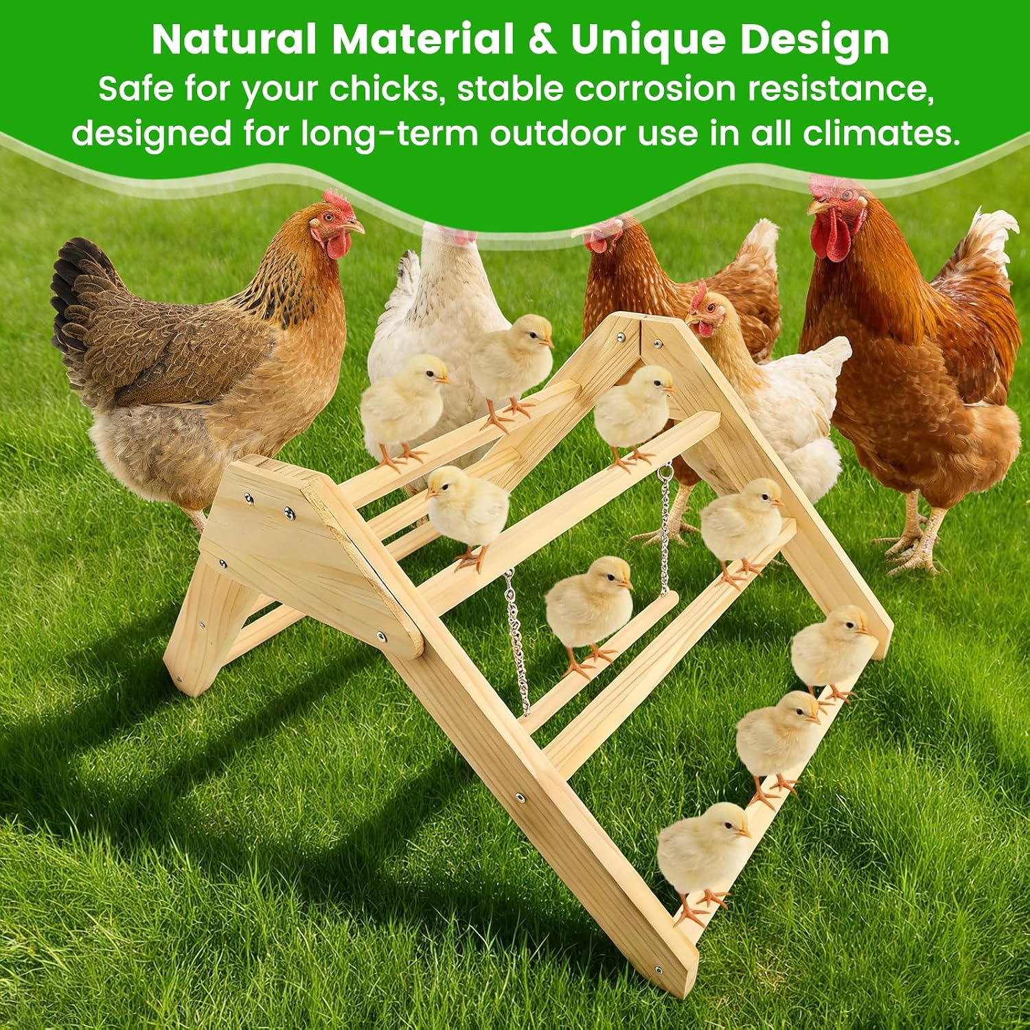 Chick Perch with Wooden Swing, Chick Roosting Bar Coop for Brooder, Chick Wooden Roosting Bar, Training Chicken Perch Fun Chicken Toys for Baby Chicks, Parakeets, Parrots