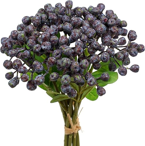 DILATATA Tallos de bayas artificiales de bayas artificiales de bayas de acebo de 12 pulgadas para festivales, manualidades de vacaciones y