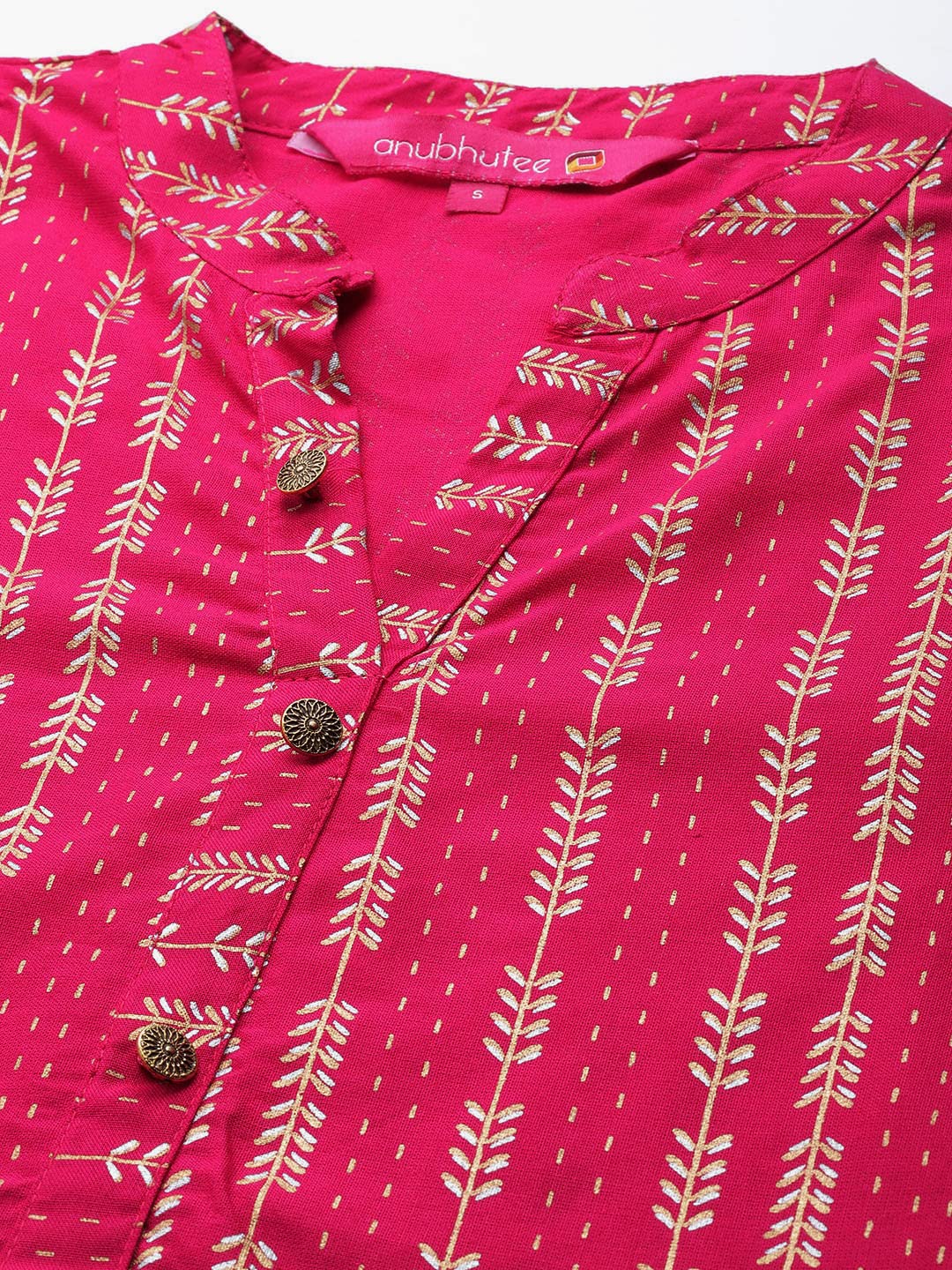 Anubhutee Women's Rayon Printed Straight Kurti Abwki2151_Pn_S_Pink