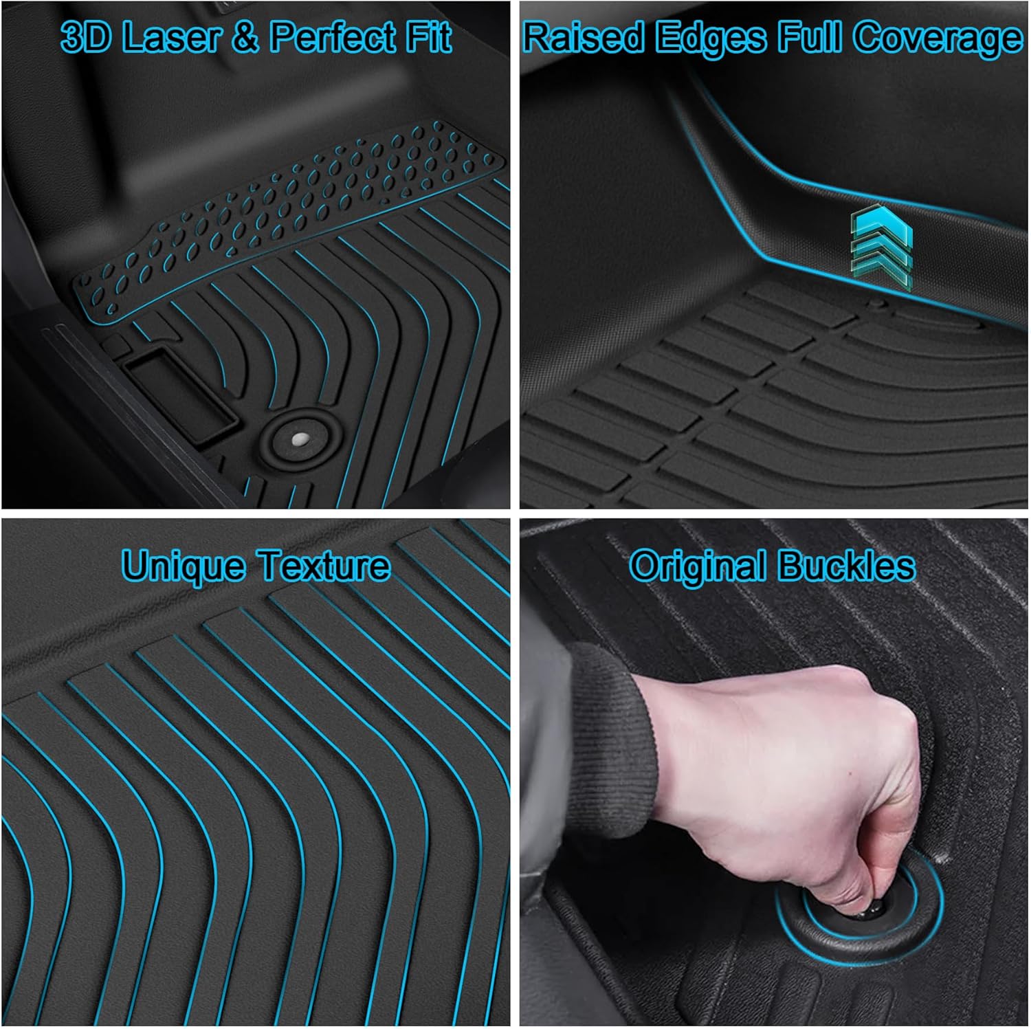 Floor Mats for Chevrolet Chevy Trailblazer FWD 2021-2025 2026 & Cargo Liner (Only Fit for Cargo in Upper Deck Position), TPE Waterproof Non-Slip All Weather Protection Custom