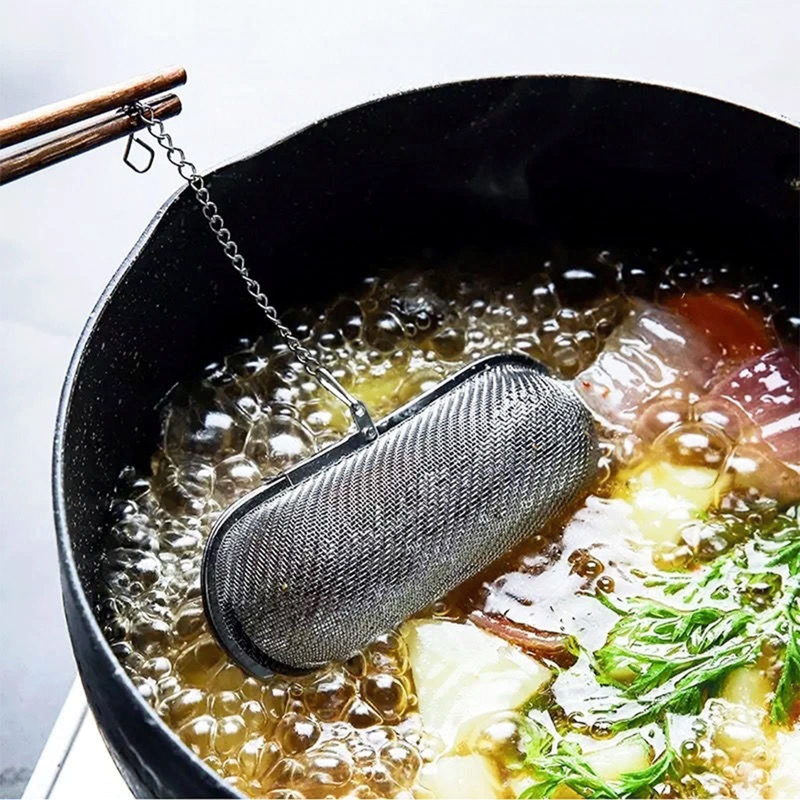 Colador de té reutilizable de malla de acero inoxidable, infusores de té de malla larga, colador de jaula de té, filtro de hierbas y especias, difusor de filtro de cocina, accesorios de té