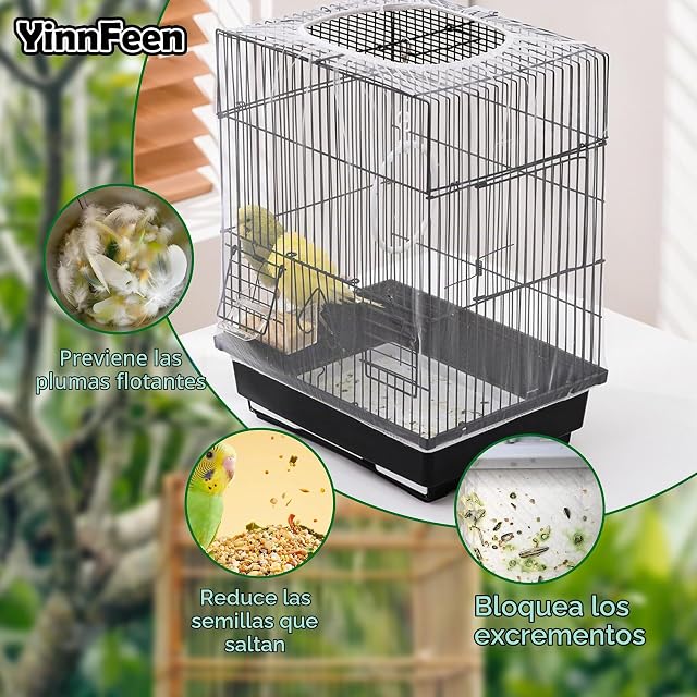Foto 3 de 7 de YinnFeen 4 Piezas Cubierta de Jaula, Cubierta Jaula de Pájaros