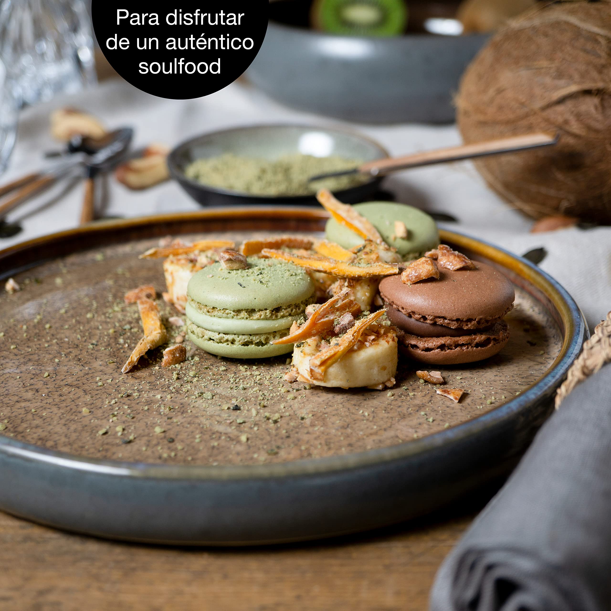 Moritz & Moritz Solid vajillas Completas de 18 Piezas - Platos vajilla marrón - 6 Platos Llanos, 6 Platos hondos, 6 Platos de Desayuno