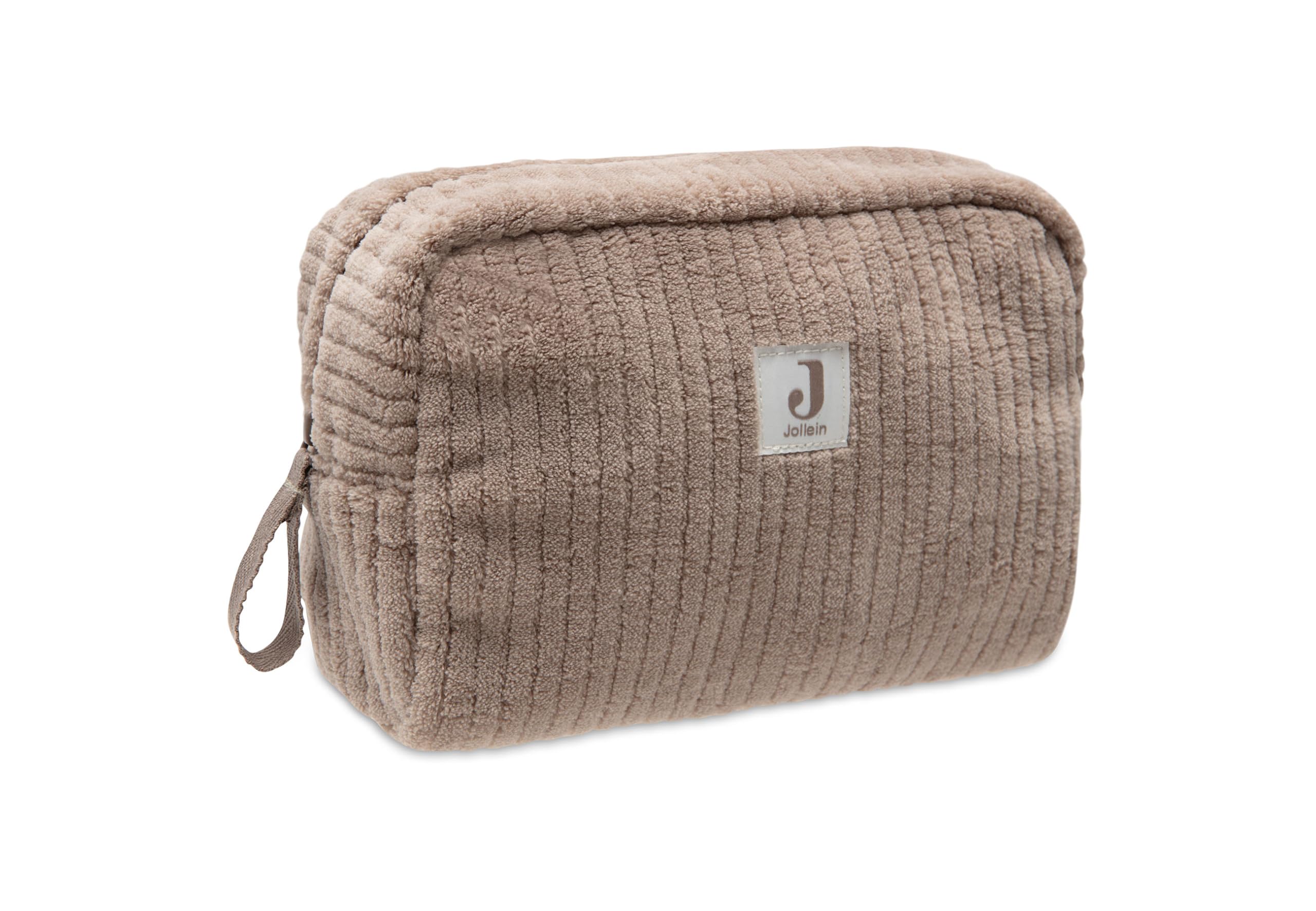 Jollein Trousse Bébé - Cloudy Rib - Milky Coffee - Pochette de Toilette Bébé - Pratique en Déplacement - Pochette de Rangement pour Jouets et Accessoires de Change - Fermeture Éclair