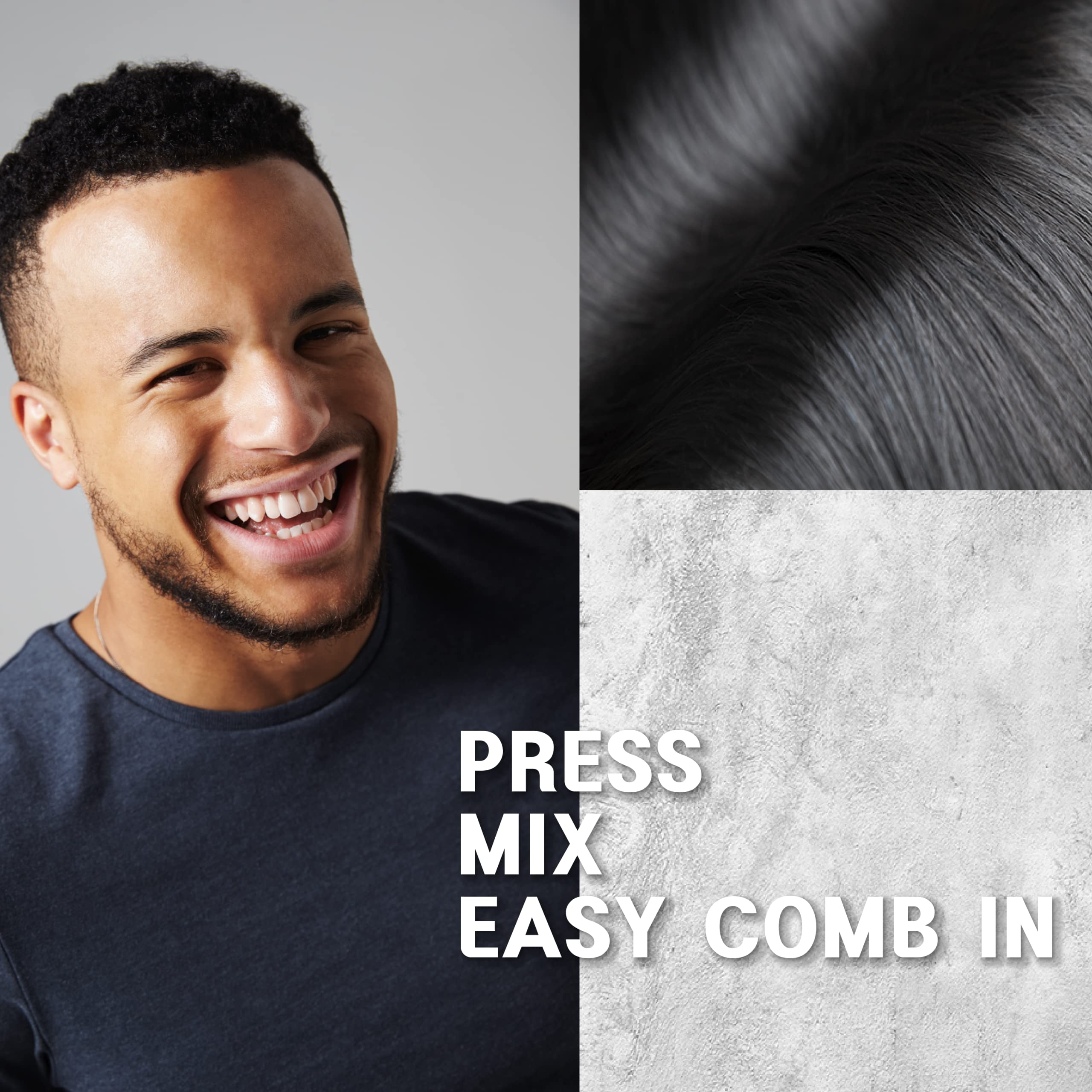 Edbe Hair Color Easy Comb Natural Black (2 Pack) - Grey Hair Mustache and Beard Coloring for Men with One Application Kit