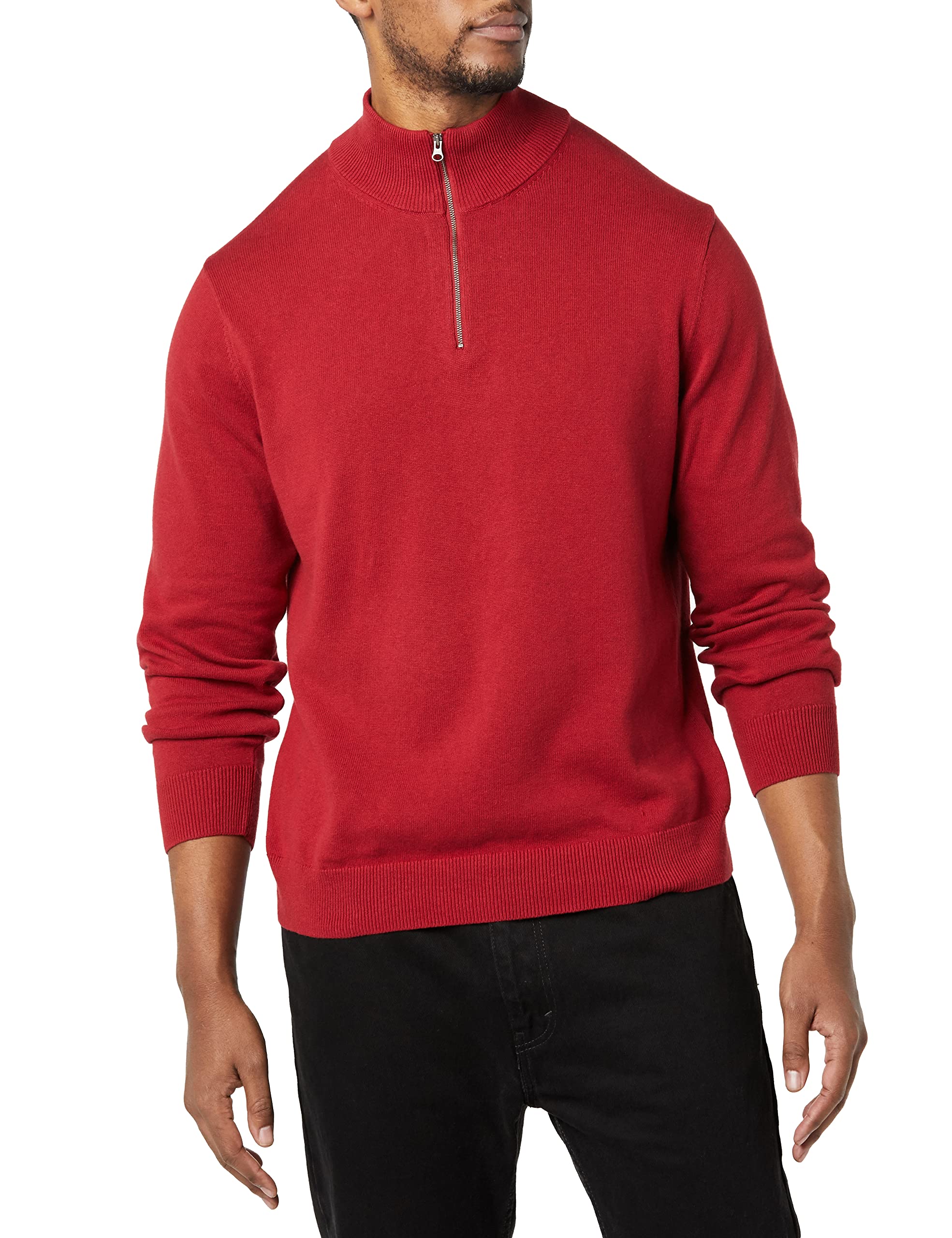 Amazon Essentials Herren Pullover mit Viertelreißverschluss aus 100% Baumwolle