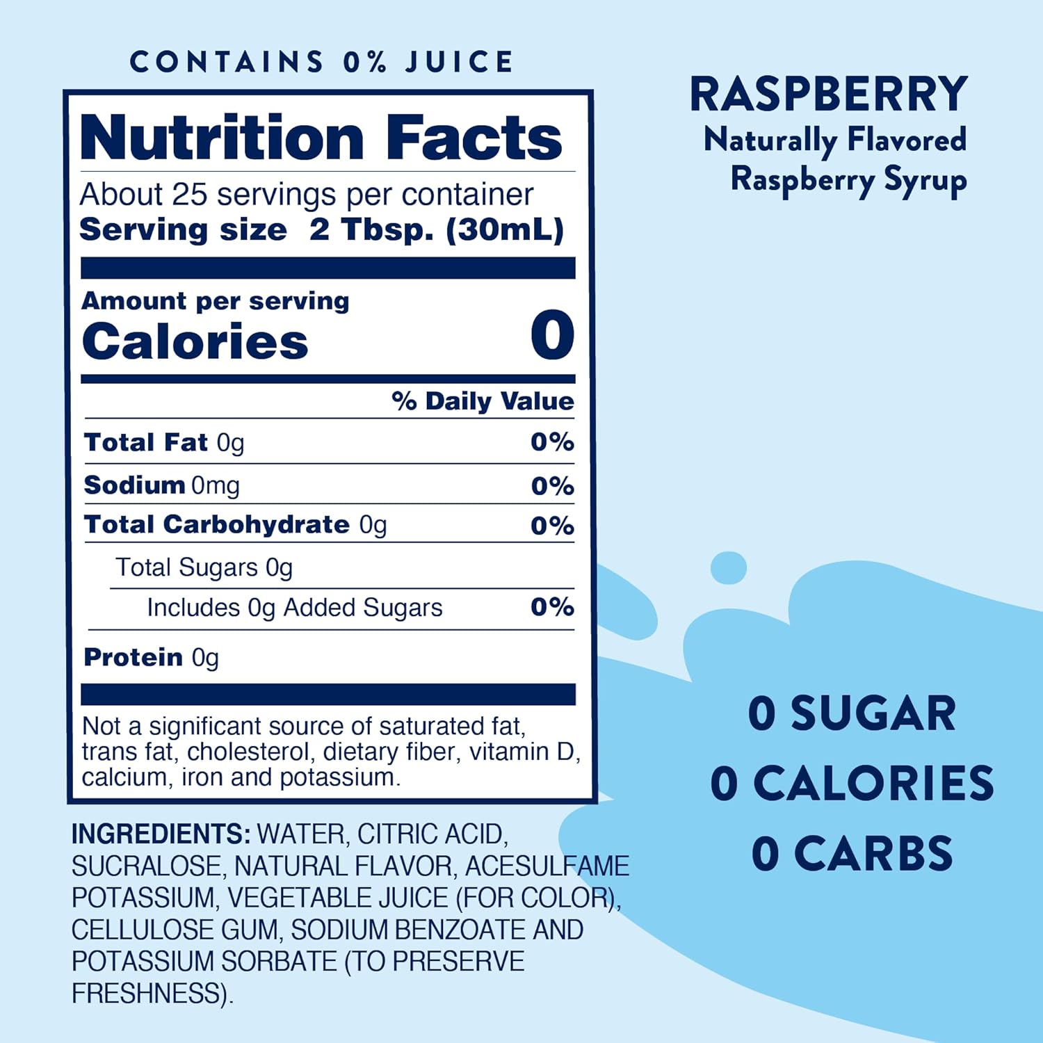 Jordan's Skinny Mixes Gourmet Syrups Sugar Free, Raspberry, 25.4-Ounce (Pack of 6)