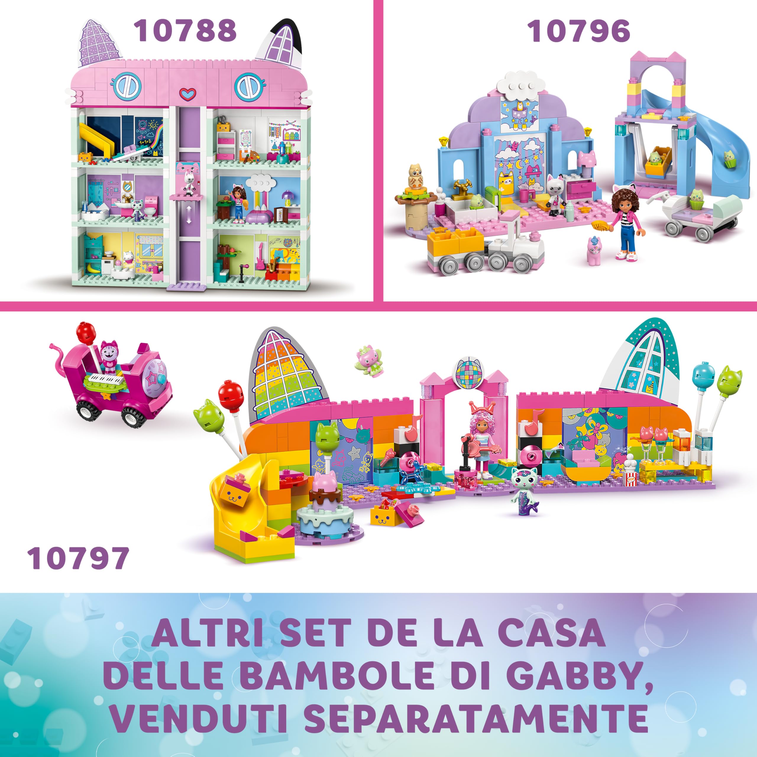 LEGO Gabby's Dollhouse - Casa delle Bambole Giocattolo a 4 Piani con i Personaggi di Gabby, Pandy Panda, Dolcetto e Siregatta e Accessori - Regalo di Compleanno per Bambine da 4 Anni in su - 10788 | Casa delle bambole a 4 piani, Gabby, Pandy Paws & MerCat