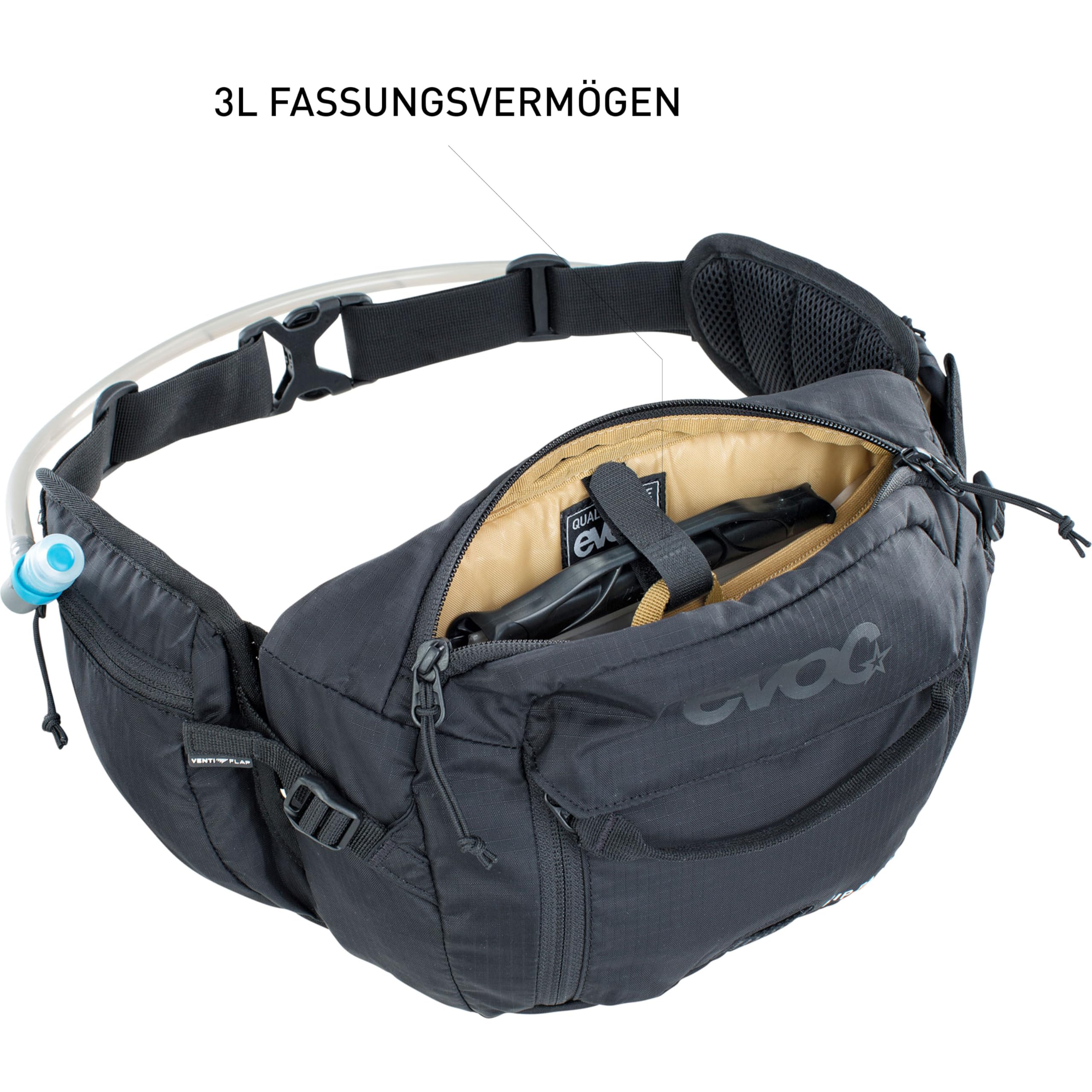 Marsupio EVOC HIP PACK da 3 litri (capacit� 3 litri, AIRFLOW CONTACT  SYSTEM, con cintura regolabile, sistema VENTI FLAP), nero : Amazon.it:  Sport e tempo libero