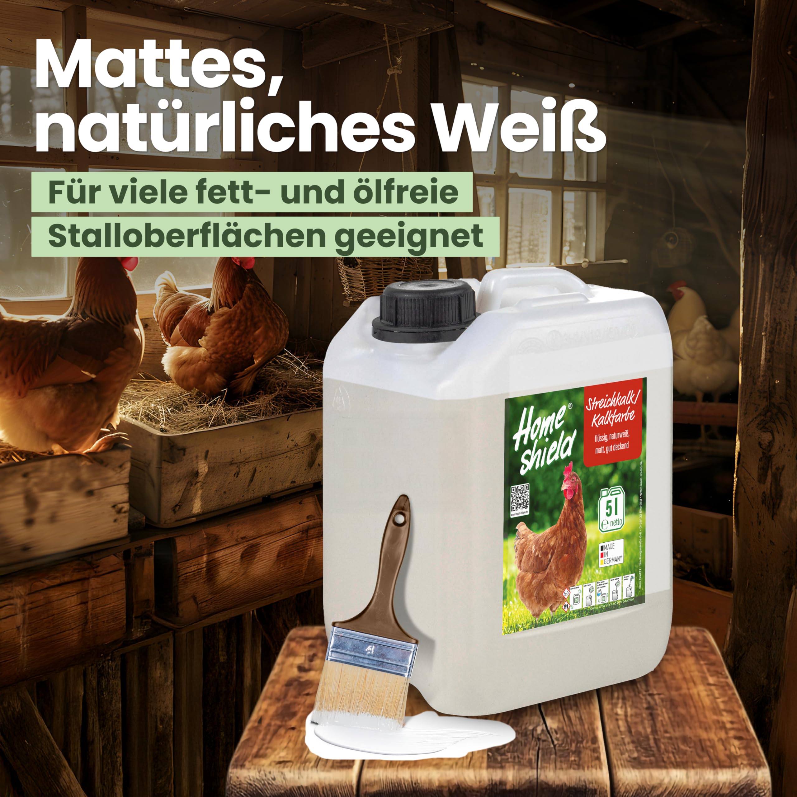 Kalkfarbe Hühnerstall 5L weiß Streichkalk ready to use matte Stallfarbe
