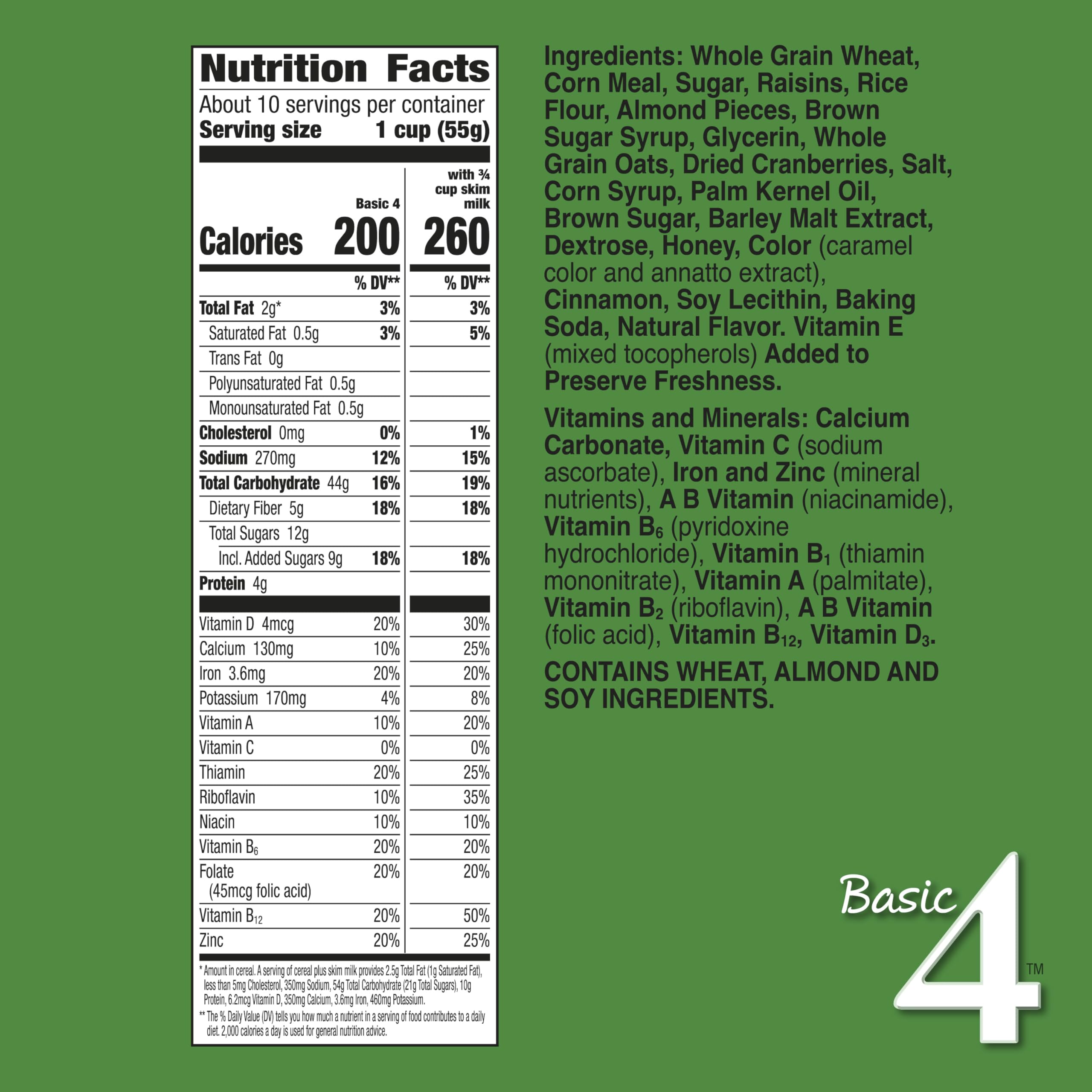 Cereal básico 4 Healthy Heart Healthy, Fruta y Nut Fibra Cereal con grano entero, 19.8 oz (paquete de 6)