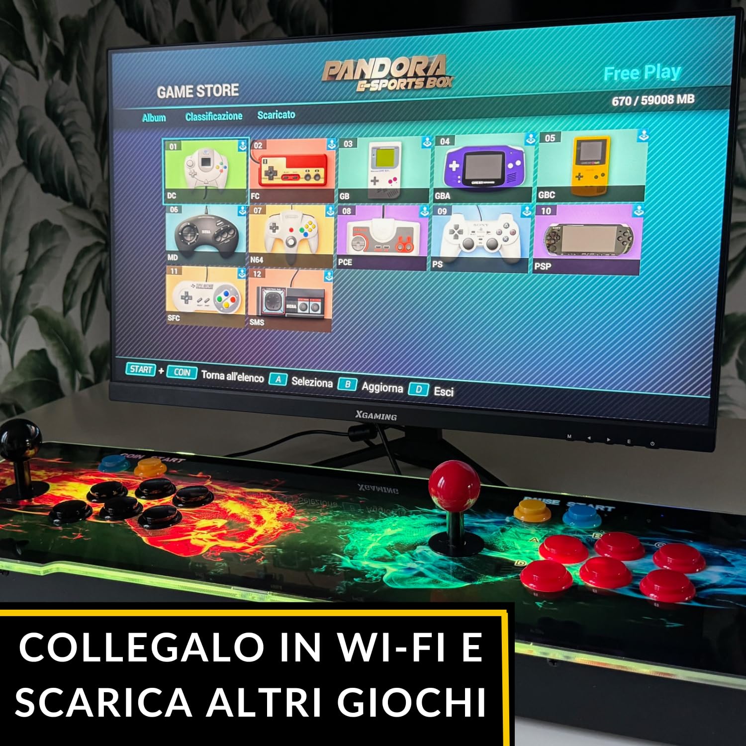 ONFIRE GAMES | PandoraBox E-SPORT | Console Arcade Standalone Con Più di 10000 Titoli Installabili Made in Italy | Tasti Personalizzabili e Controlli Arcade Classici (nero e rosso)