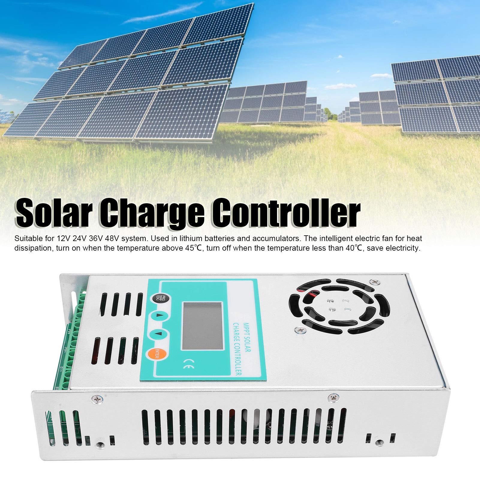 Kontroler Ładowania Słonecznego Mppt Kontroler Panelu Słonecznego 12V 24V 36V 48V Regulator Baterii Z Inteligentnym Wentylatorem Elektrycznym (Mppt-60A),Kontroler Słoneczny