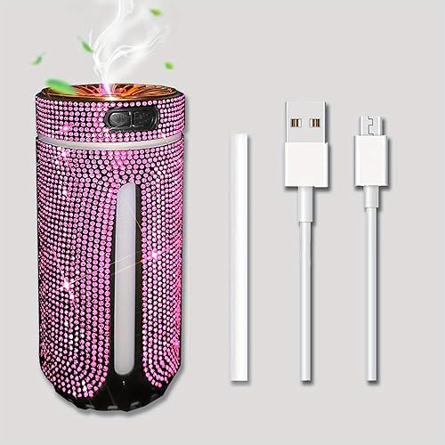 Miniatura 9 de Humidificador de coche con diamantes de imitación, humidificador USB de aceite esencial para coche, humidificador de aromaterapia, portátil, mini
