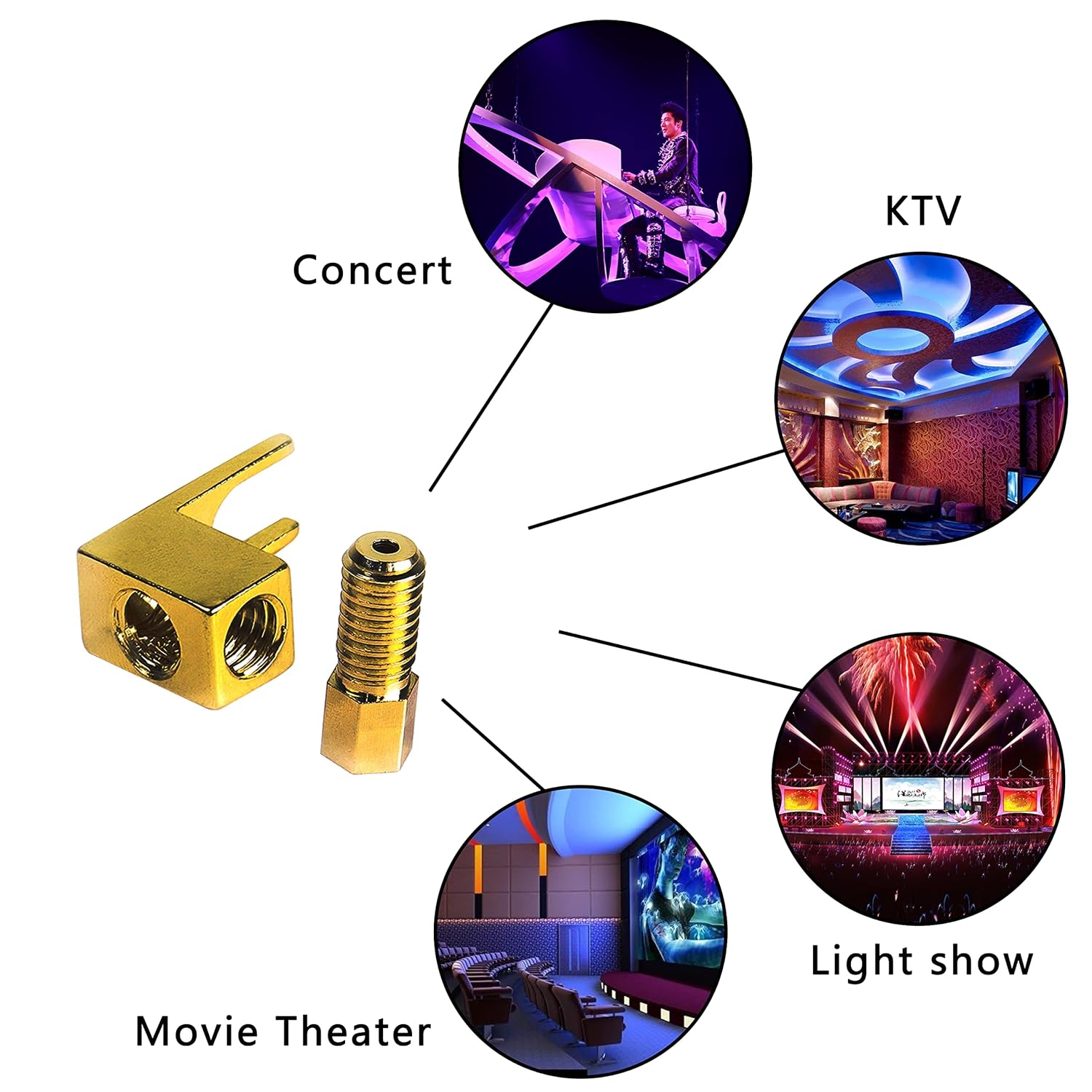Hiend Banana to Spade Plug Speaker Connector Adapter Right Angle Spade