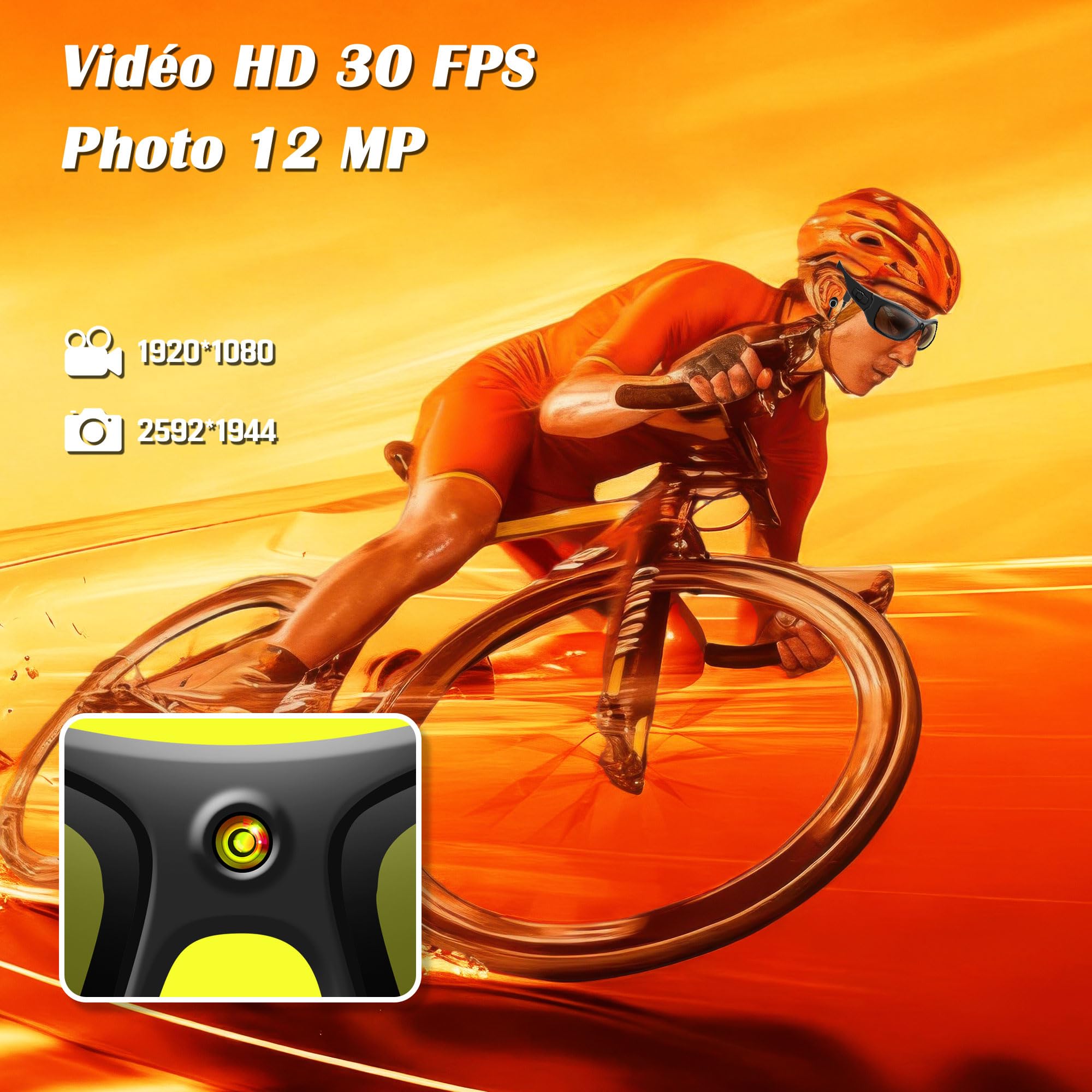 Lunette Camera Bluetooth, Techno-Avancées Camera Espion 1080P